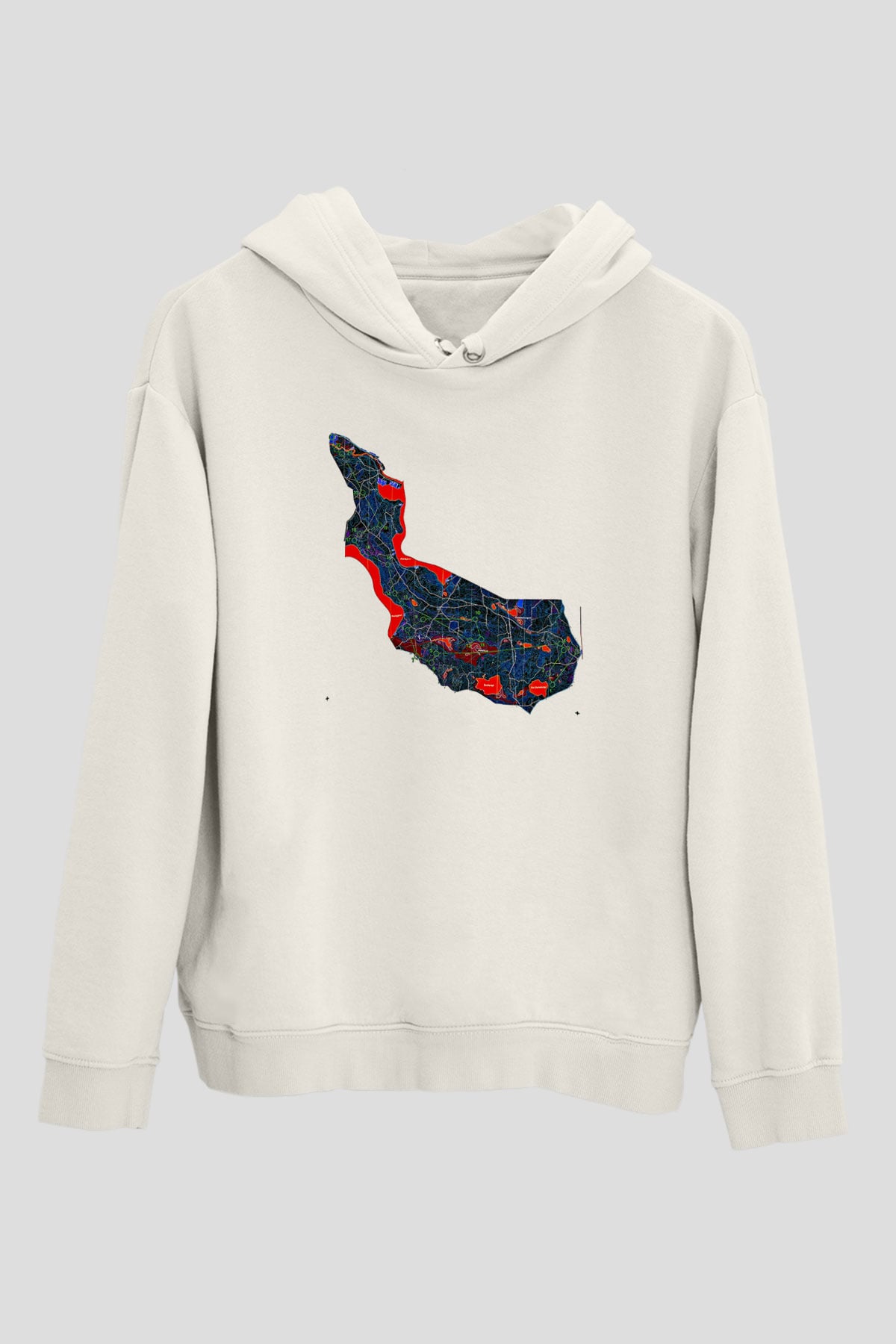 Orienteering Baskılı Unisex Ekru Hoodie