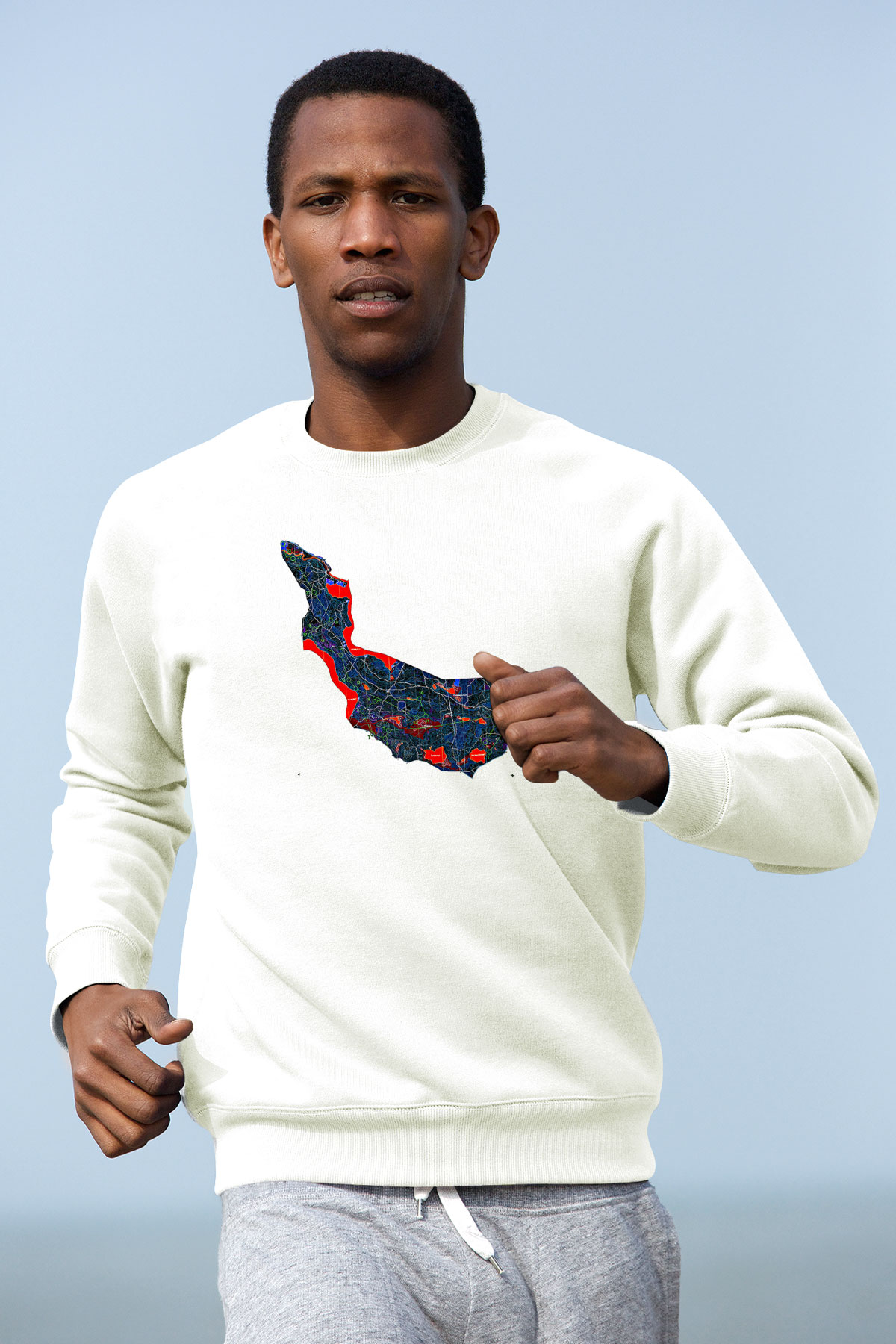 Orienteering Baskılı Unisex Ekru Sweatshirt