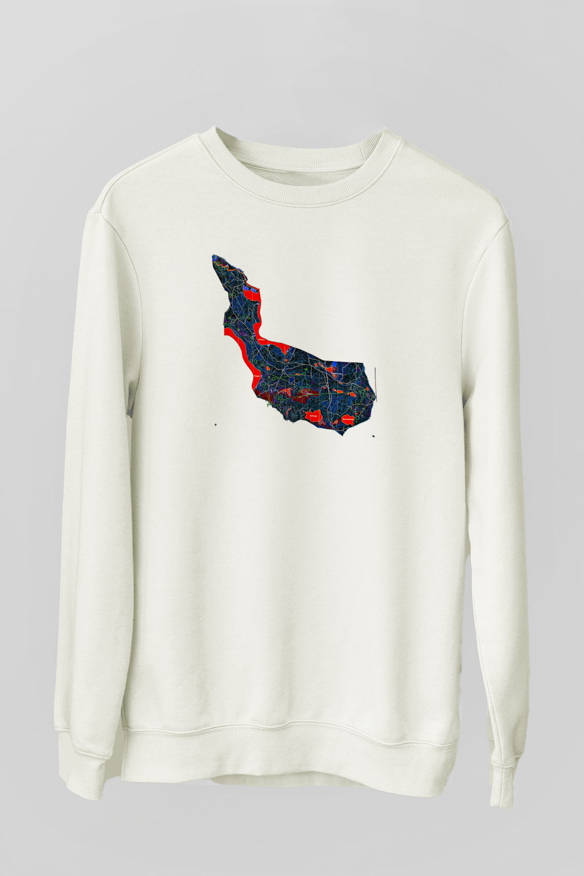 Orienteering Baskılı Unisex Ekru Sweatshirt