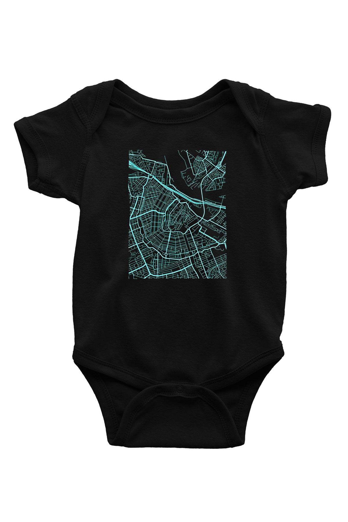 Orienteering Baskılı Unisex Siyah Bebek Body - Zıbın