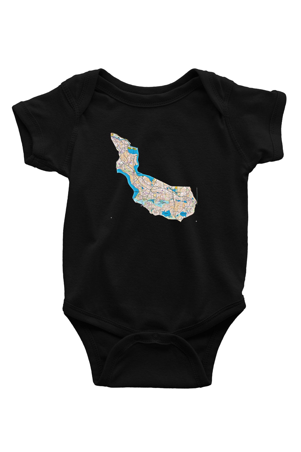 Orienteering Baskılı Unisex Siyah Bebek Body - Zıbın
