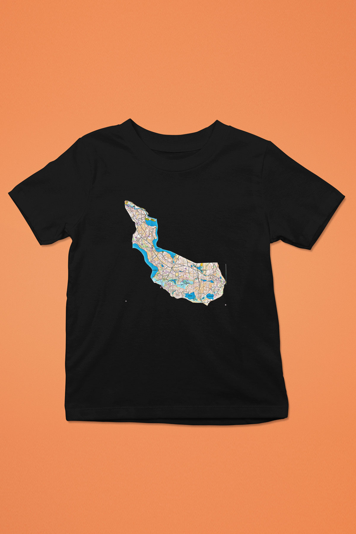 Orienteering Baskılı Unisex Siyah Çocuk Tİşörtü - Tshirt