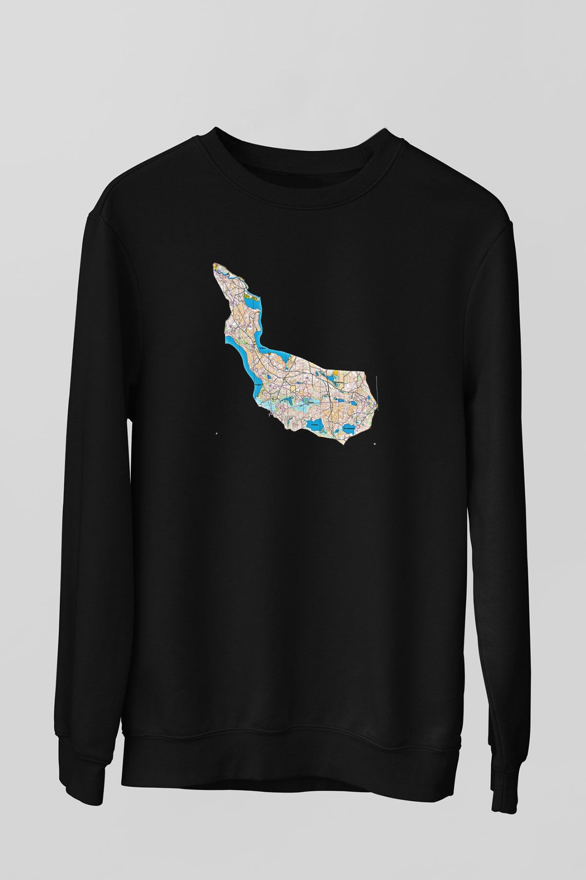 Orienteering Baskılı Unisex Siyah Sweatshirt