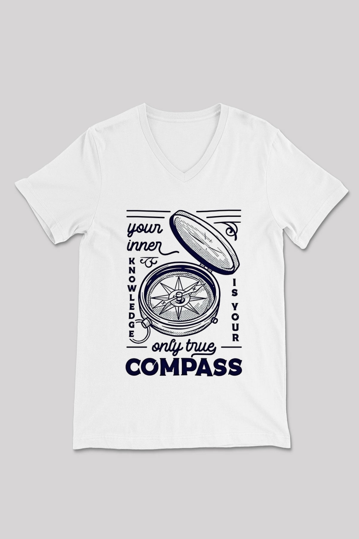 Orienteering Baskılı Unisex V Yaka Tişört - Tshirt