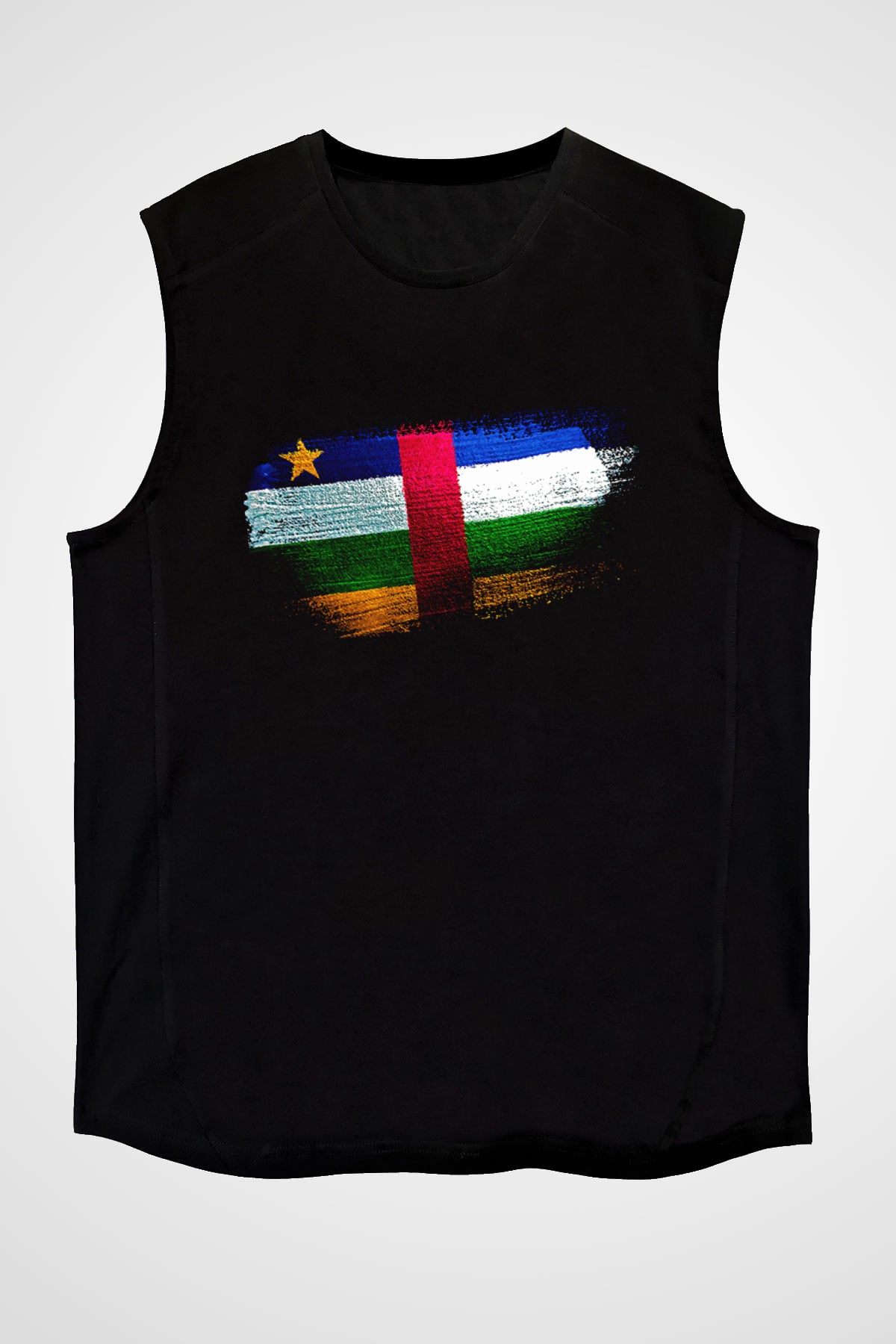 Orta Afrika Cumhuriyeti - Central African Republic Bayrağı Baskılı Unisex Siyah Kolsuz Tişört