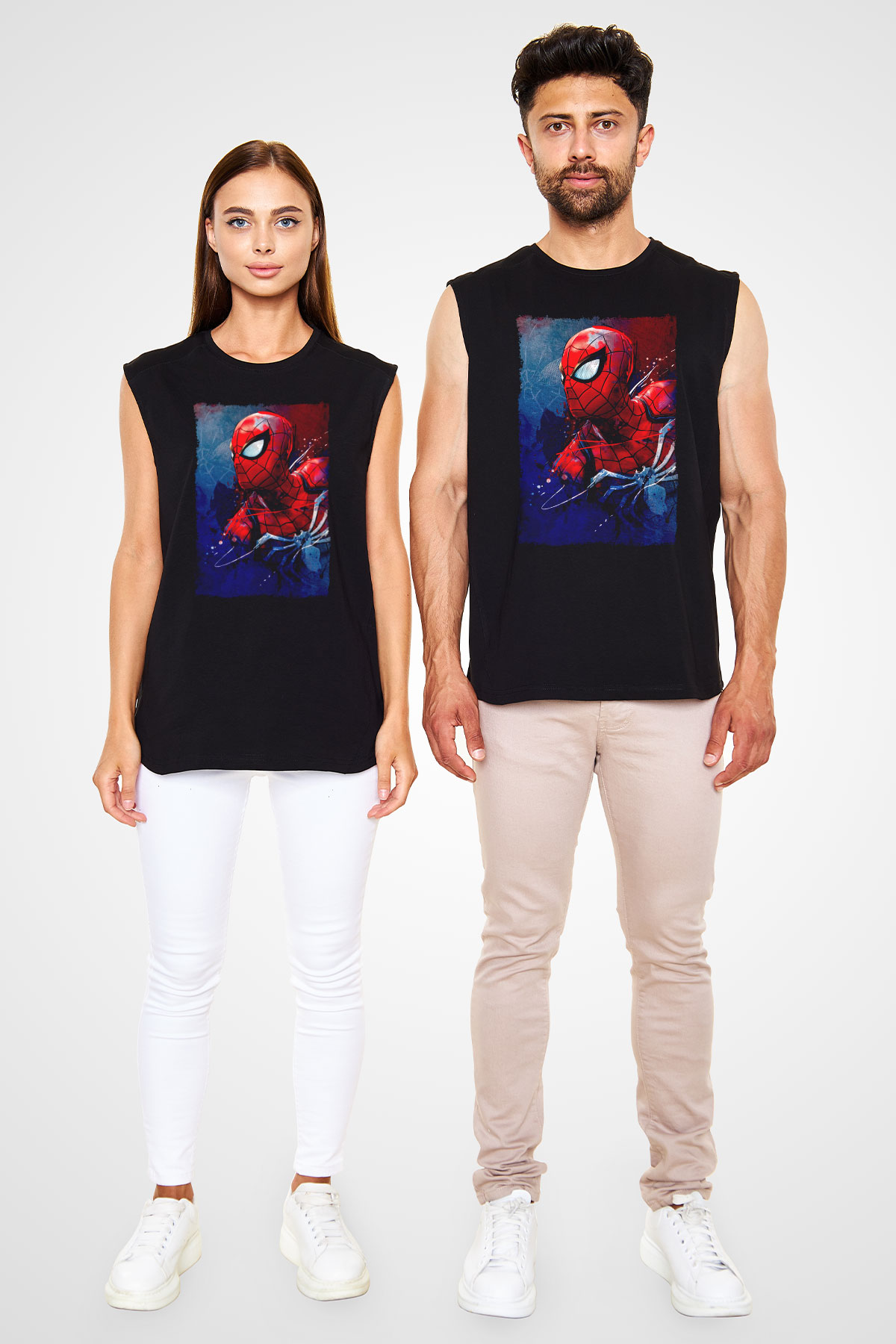 Örümcek Baskılı Unisex Siyah  Kolsuz Tişört