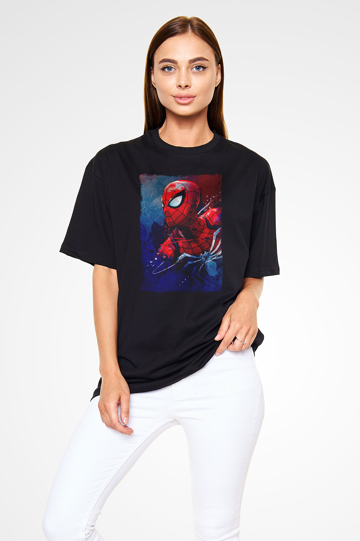 Örümcek Baskılı Unisex Siyah Tişört