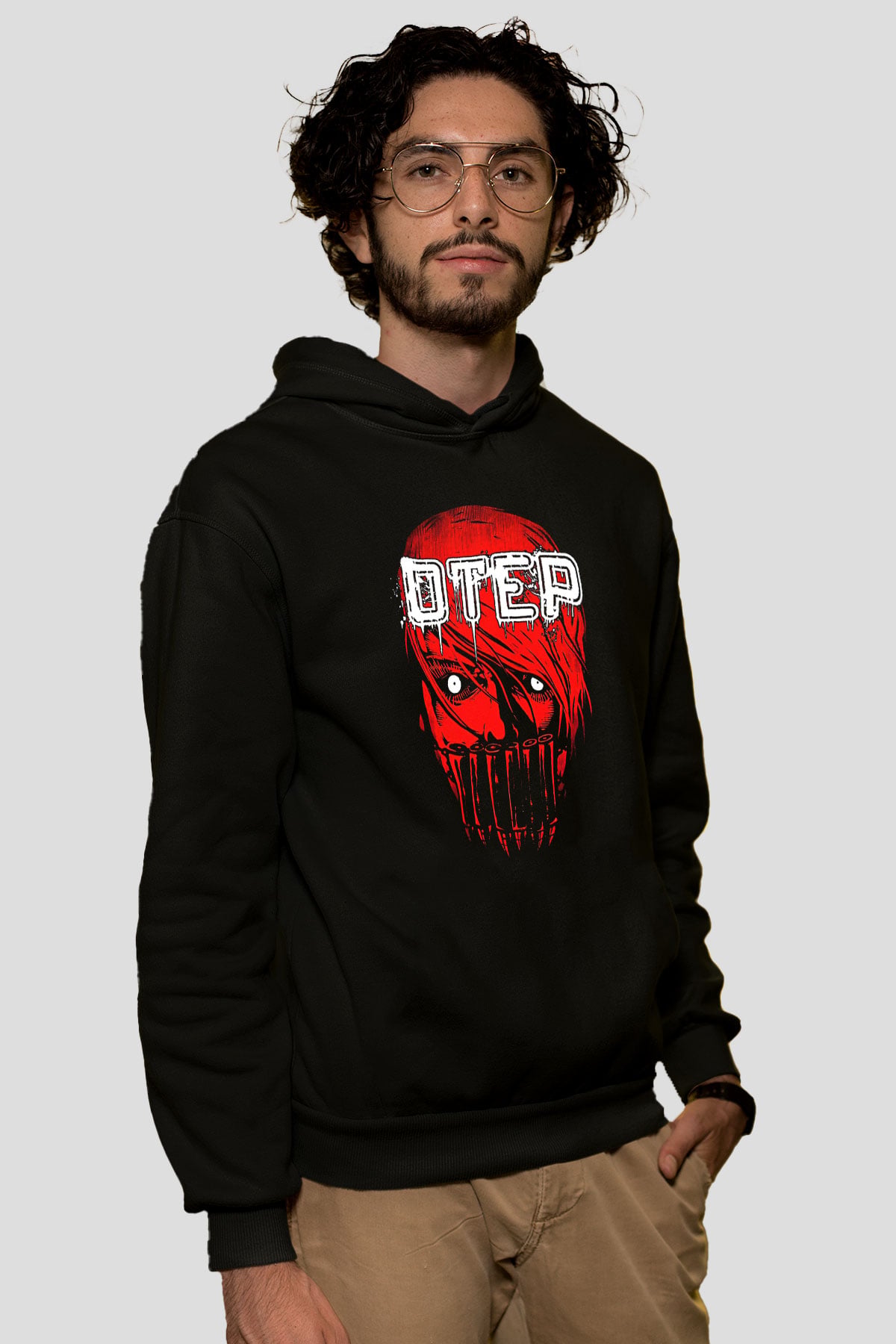 Otep Baskılı Unisex Siyah Kapüşonlu Sweatshirt