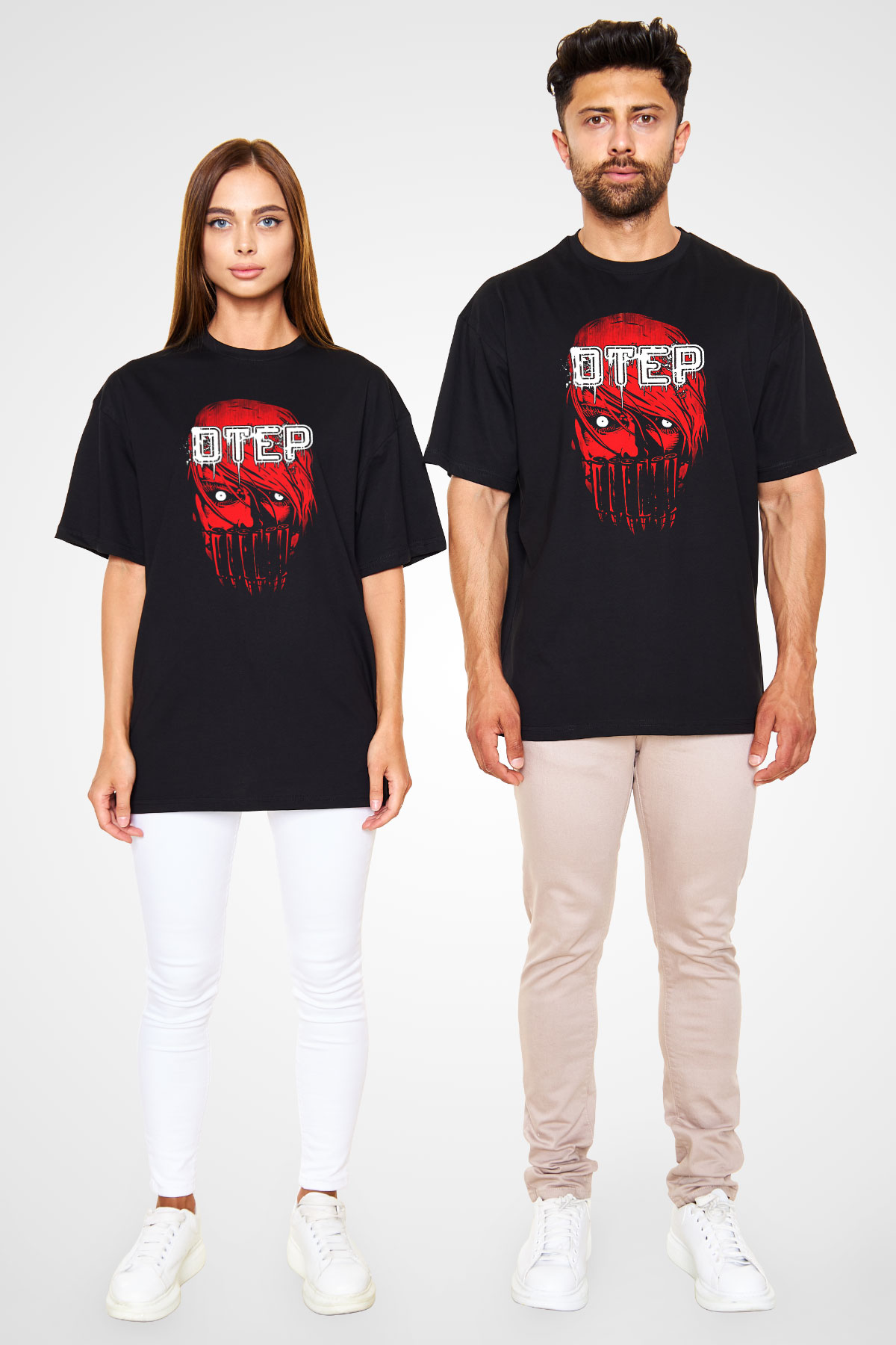 Otep Baskılı Unisex Siyah Oversize Tişört - Tshirt