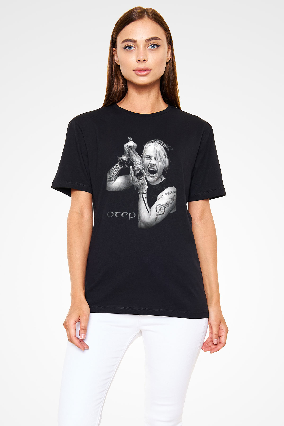 Otep Baskılı Unisex Siyah Tişört - Tshirt