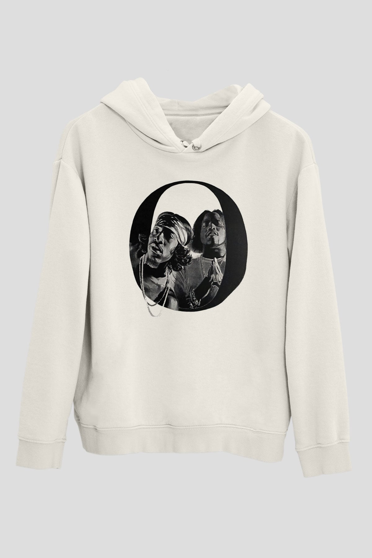 OutKast Baskılı Beyaz Unisex Kapüşonlu Sweatshirt