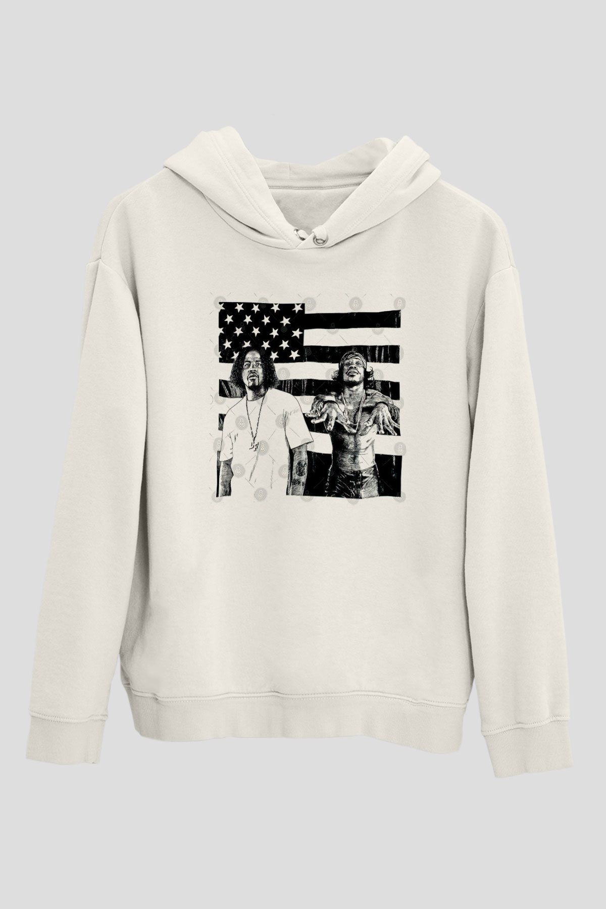 OutKast Baskılı Beyaz Unisex Kapüşonlu Sweatshirt