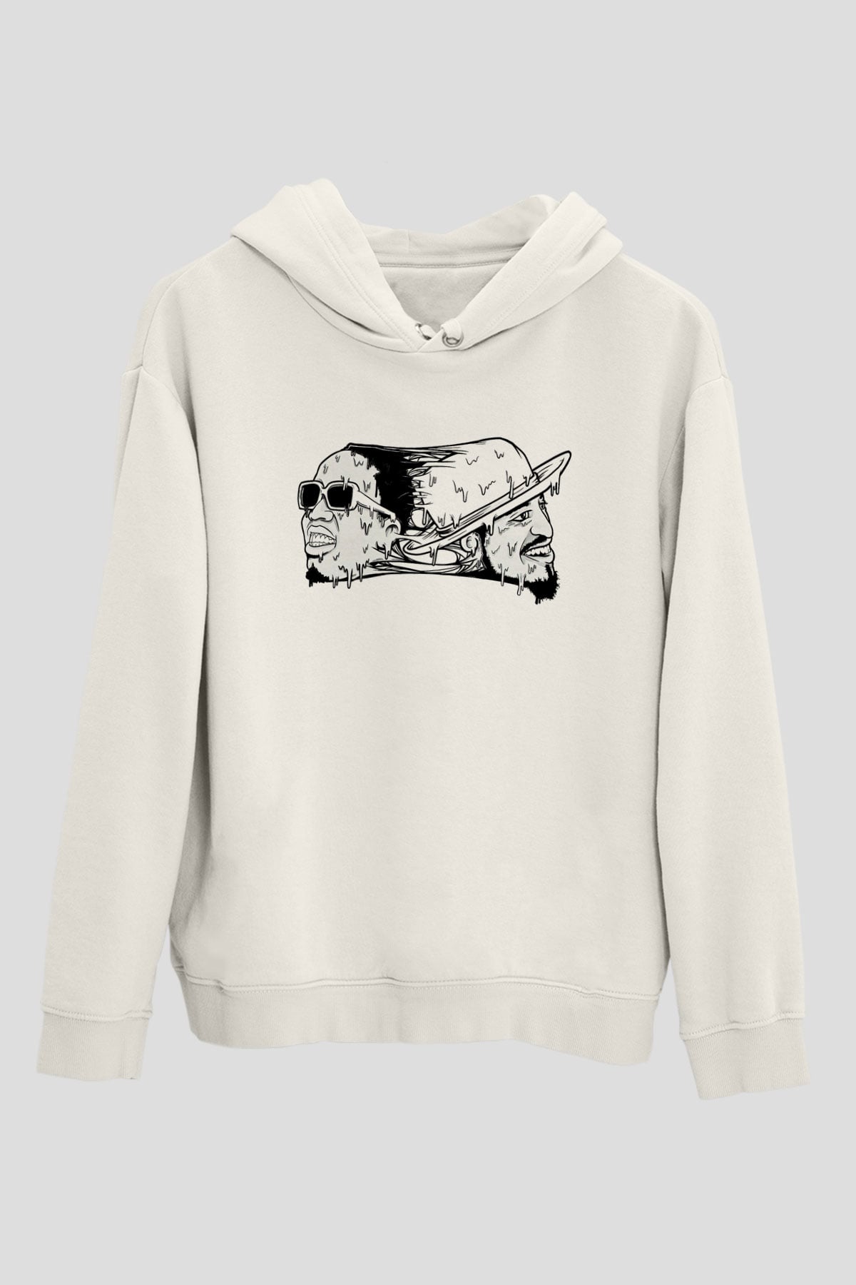 OutKast Baskılı Beyaz Unisex Kapüşonlu Sweatshirt