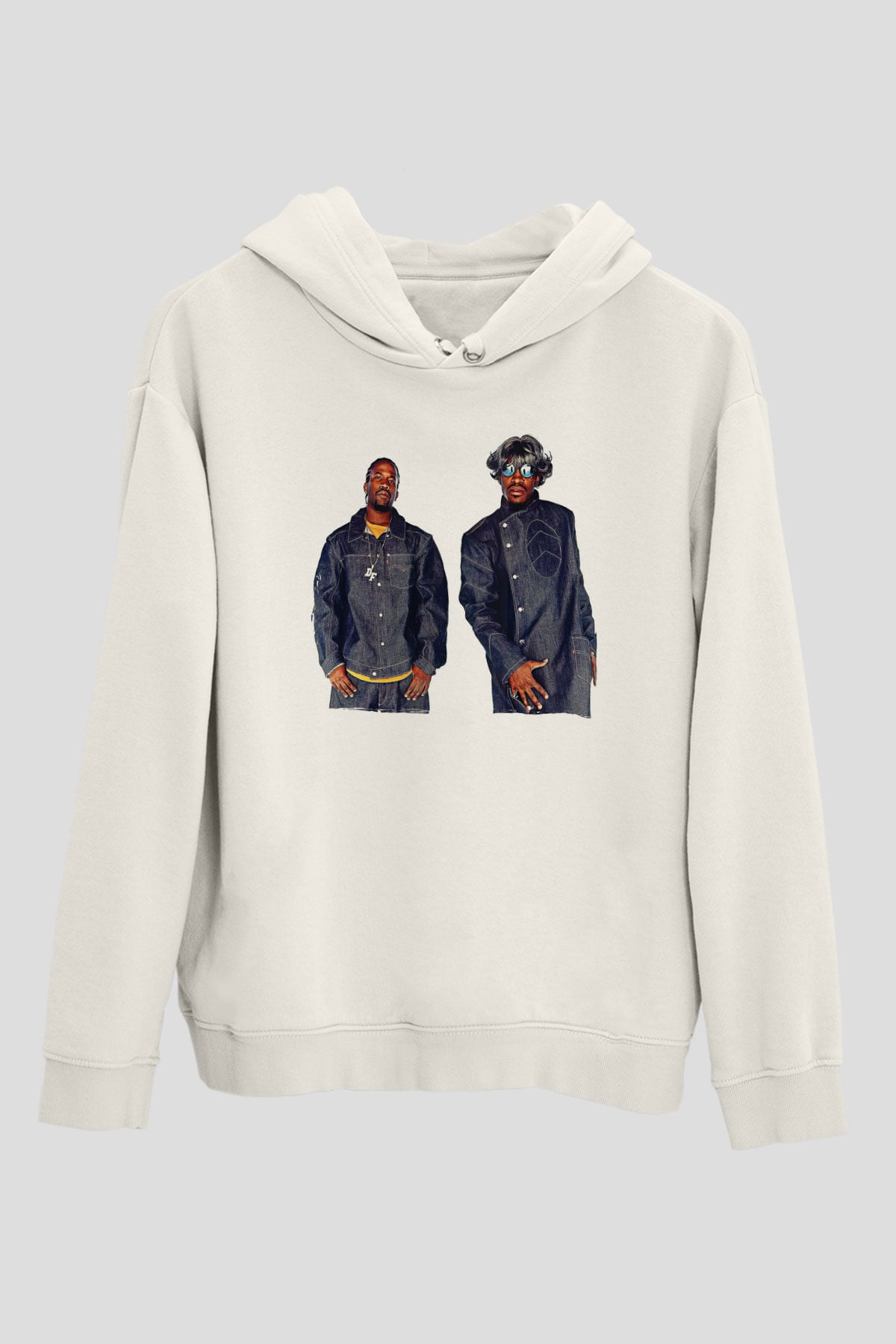 OutKast Baskılı Beyaz Unisex Kapüşonlu Sweatshirt