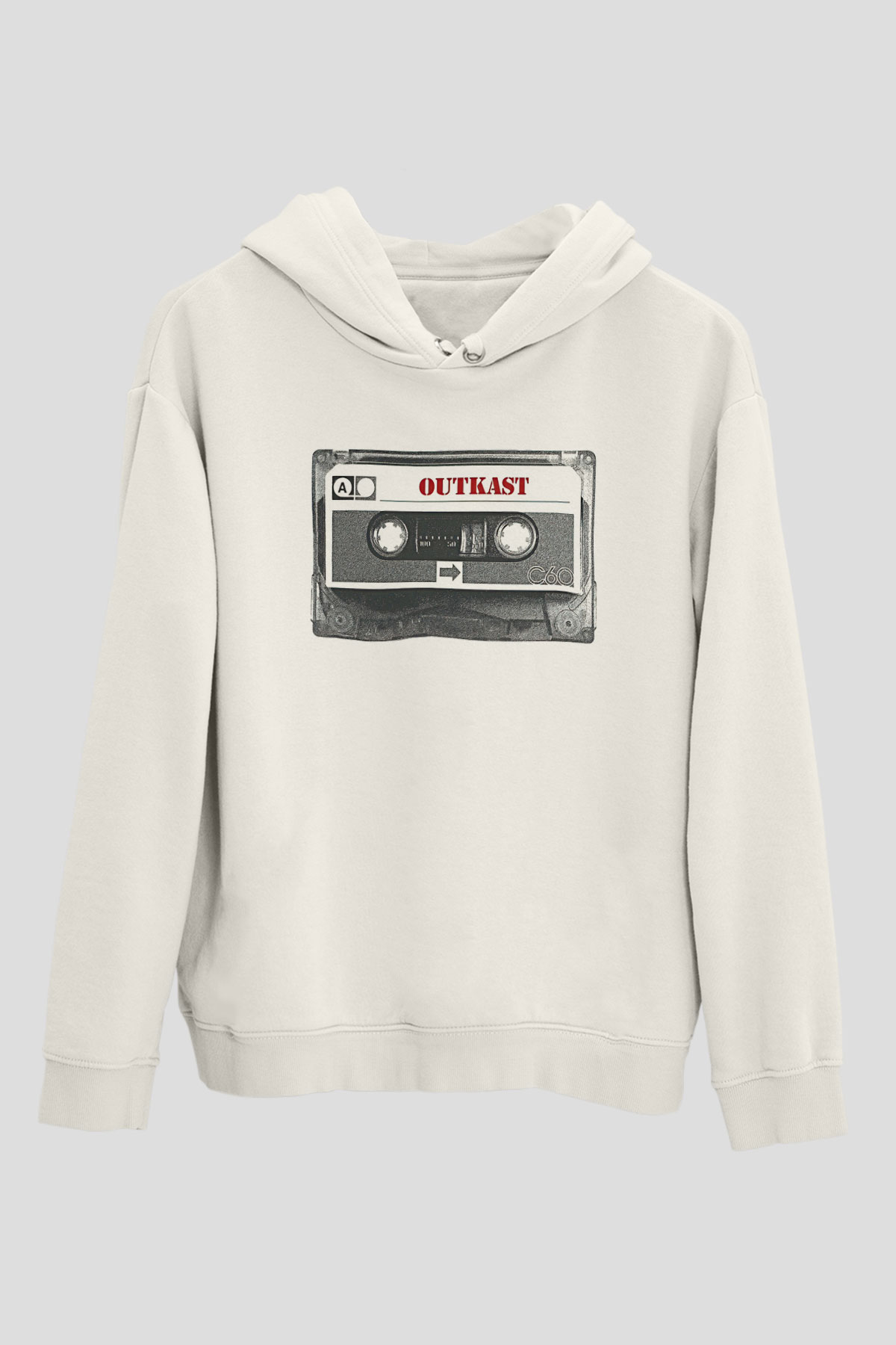 OutKast Baskılı Beyaz Unisex Kapüşonlu Sweatshirt