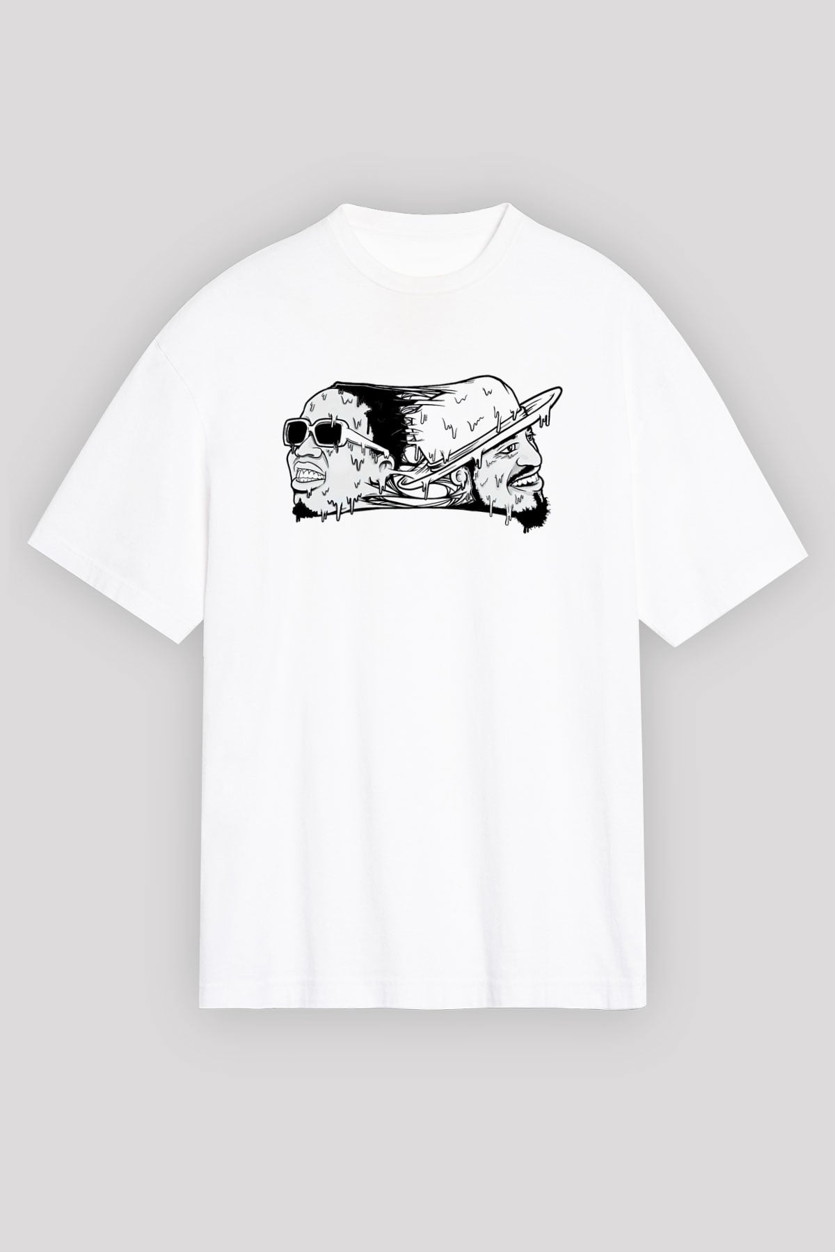OutKast Baskılı Beyaz Unisex Oversize Tişört - Tshirt