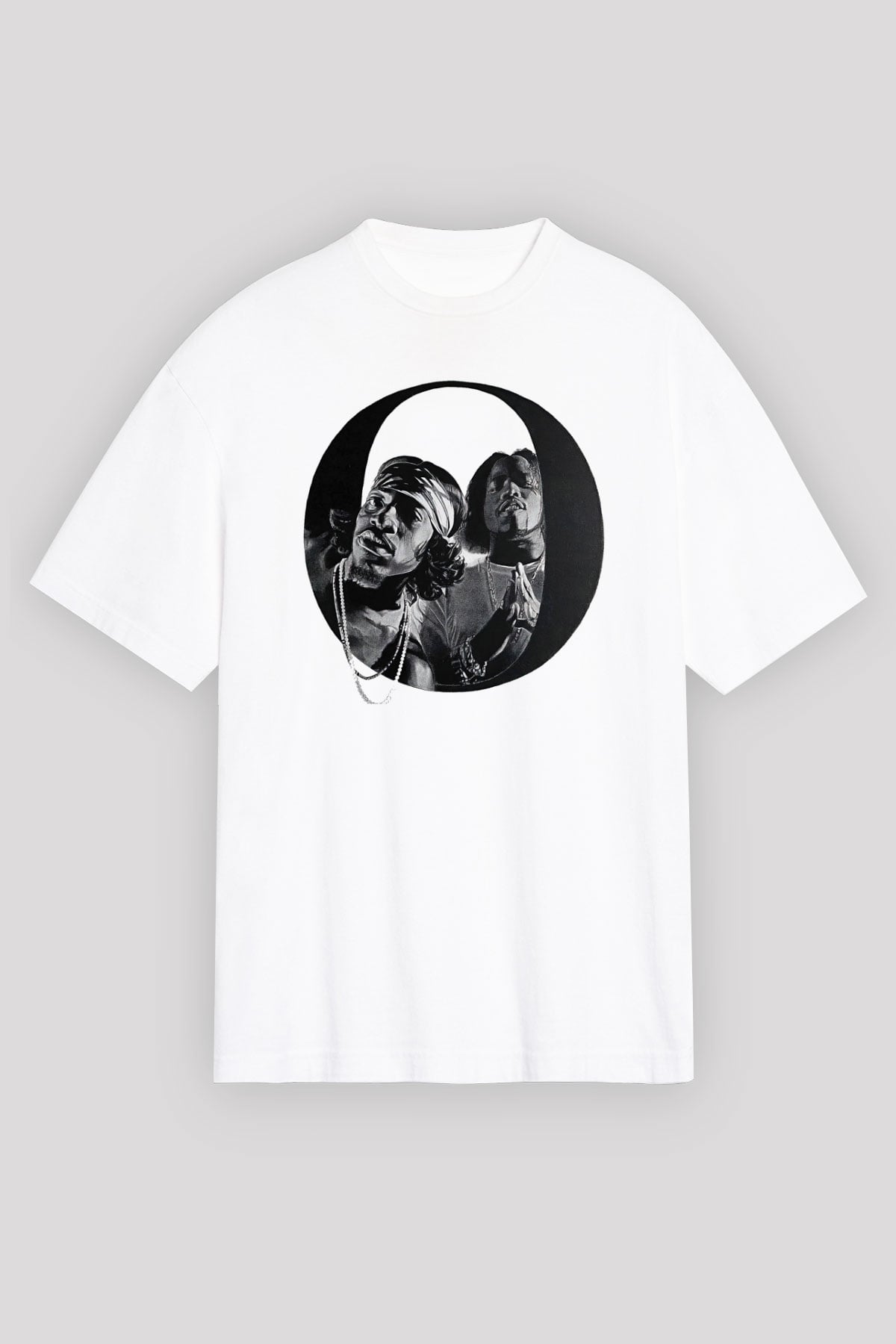 OutKast Baskılı Beyaz Unisex Oversize Tişört - Tshirt