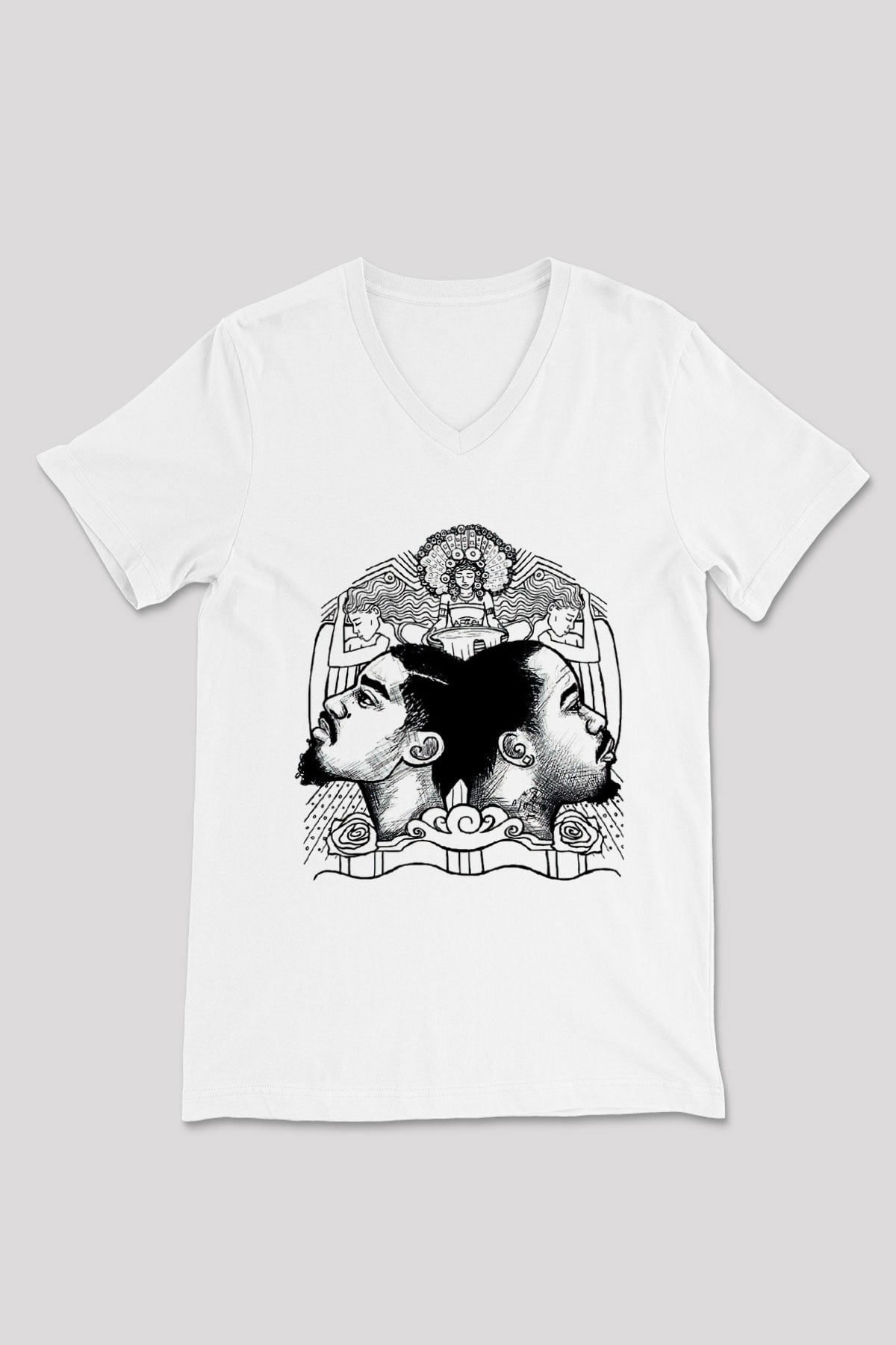 OutKast Baskılı Beyaz Unisex V Yaka Tişört - Tshirt