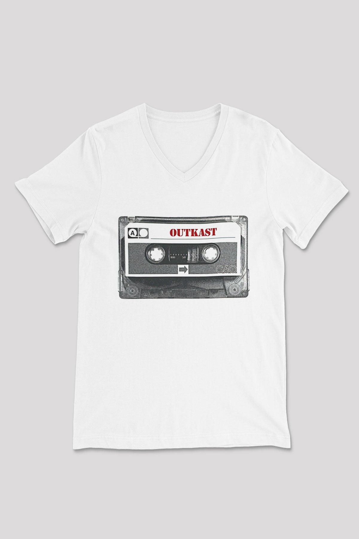 OutKast Baskılı Beyaz Unisex V Yaka Tişört - Tshirt