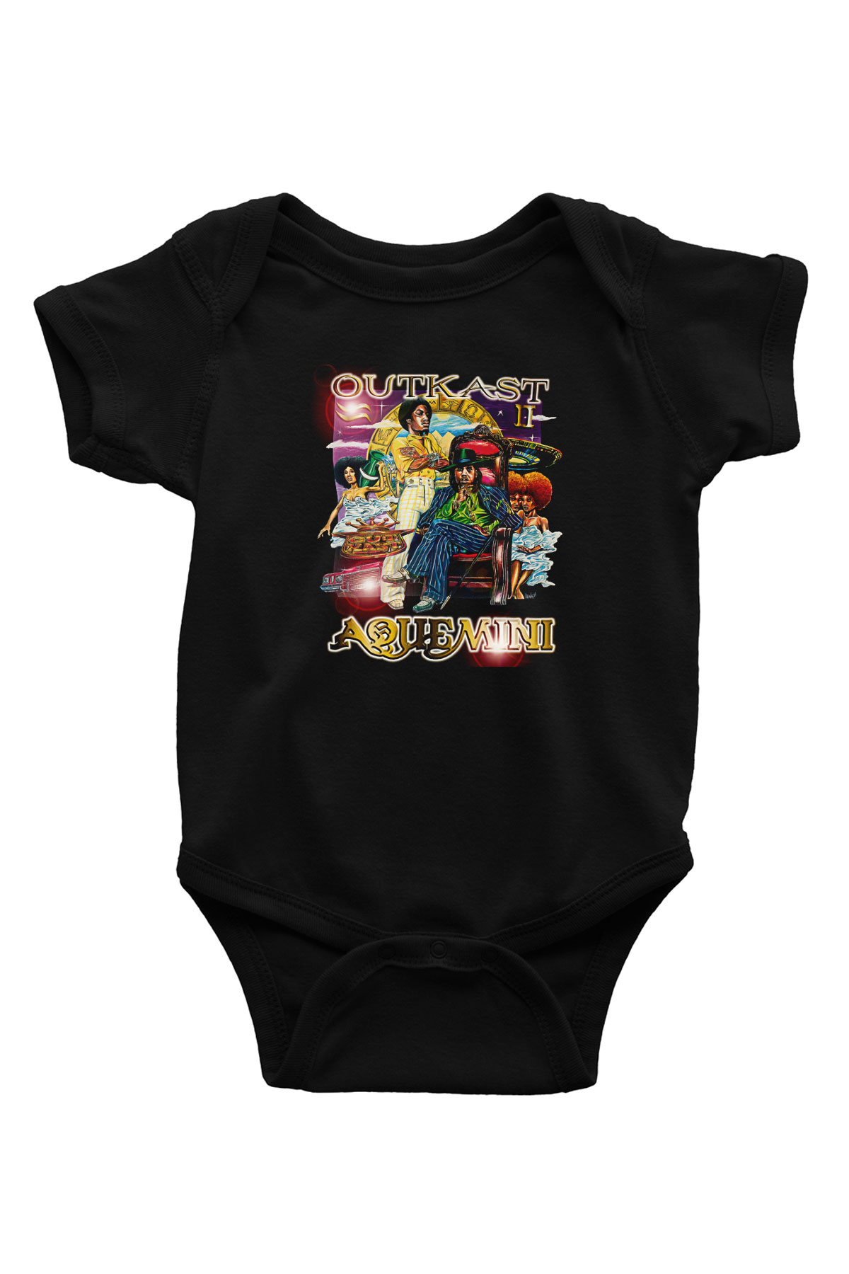 OutKast Baskılı Unisex Siyah Bebek Body - Zıbın