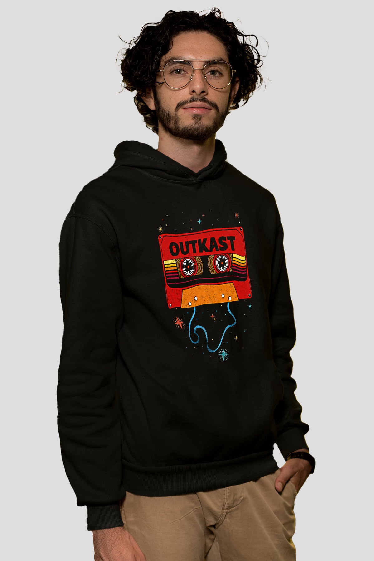 OutKast Baskılı Unisex Siyah Hoodie