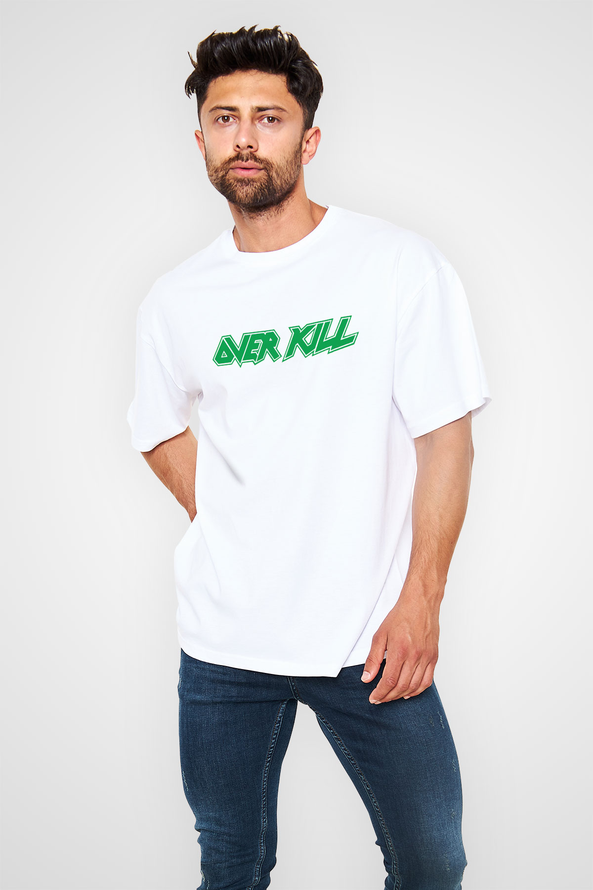 Overkill Beyaz Unisex Oversize Tişört T-Shirt