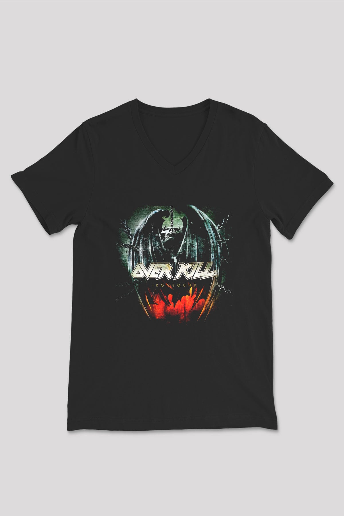 Overkill Siyah Unisex V Yaka Tişört T-Shirt