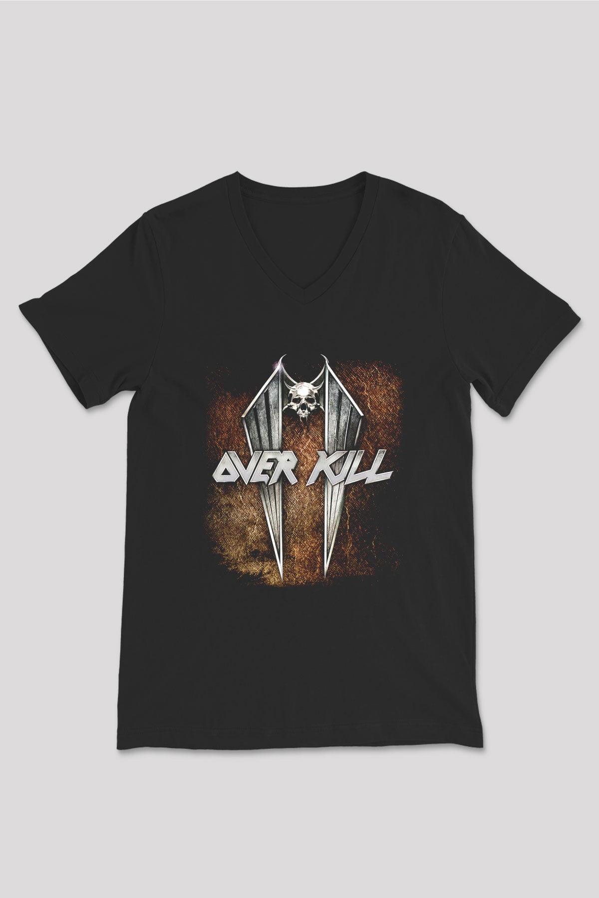 Overkill Siyah Unisex V Yaka Tişört T-Shirt