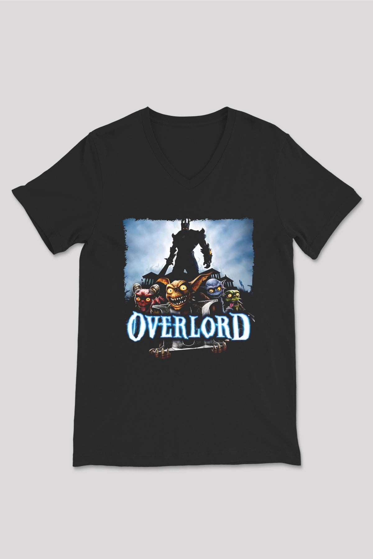 Overlord Siyah Unisex V Yaka Tişört