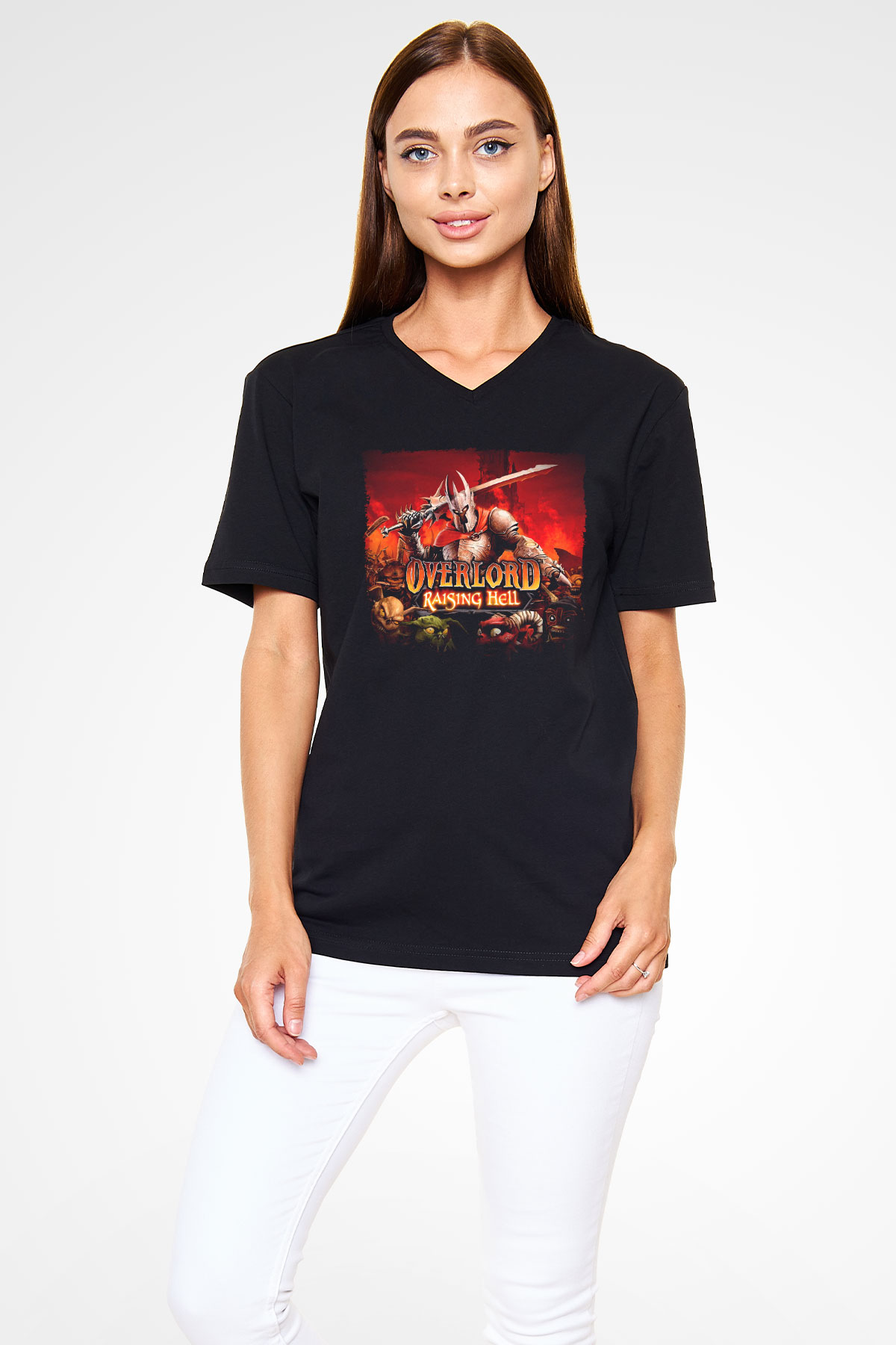 Overlord Siyah Unisex V Yaka Tişört