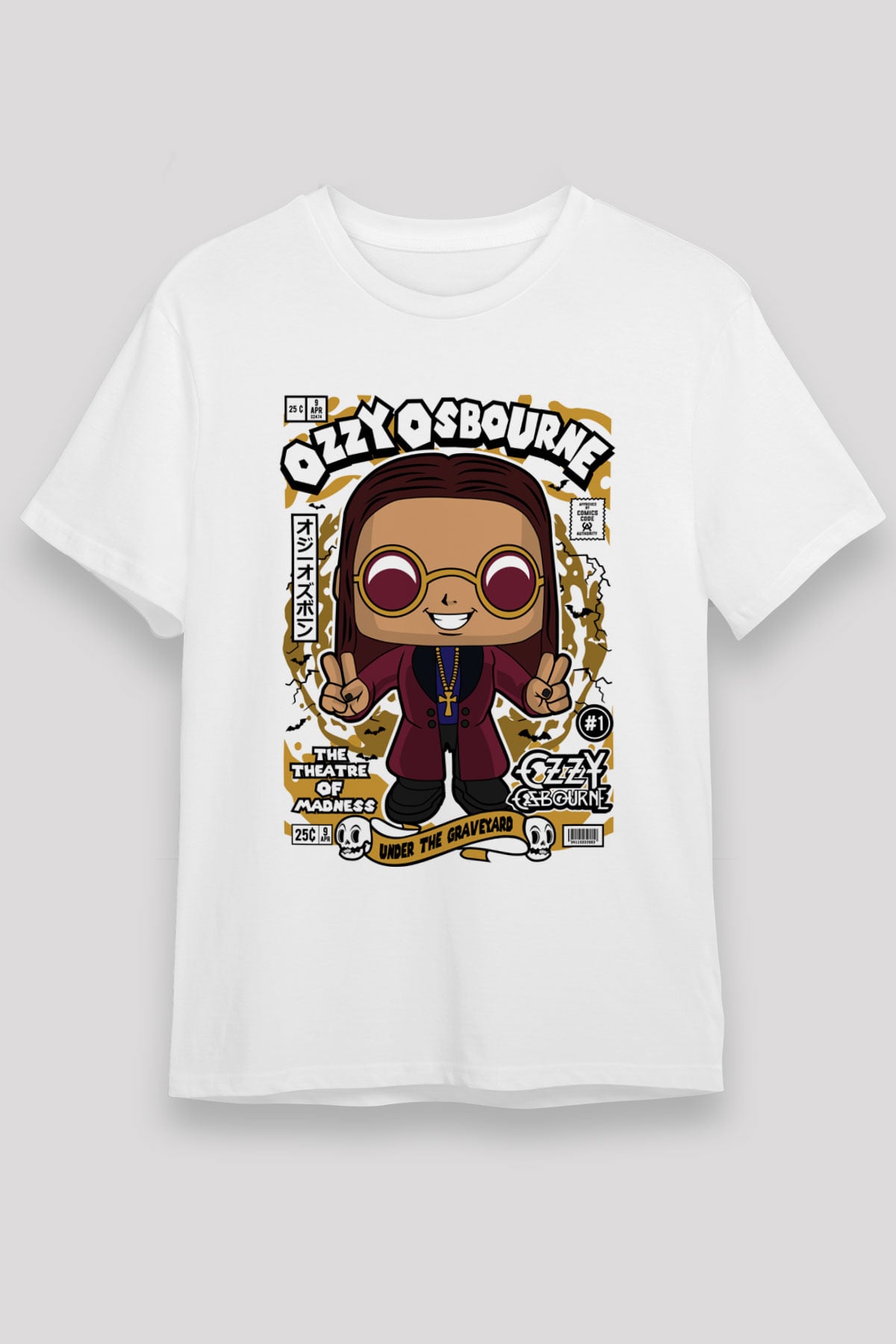 Ozzy Osbourne Baskılı Unisex Beyaz Tişört