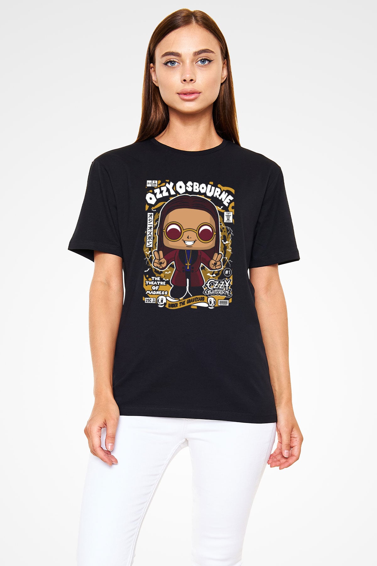 Ozzy Osbourne Baskılı Unisex Siyah Tişört
