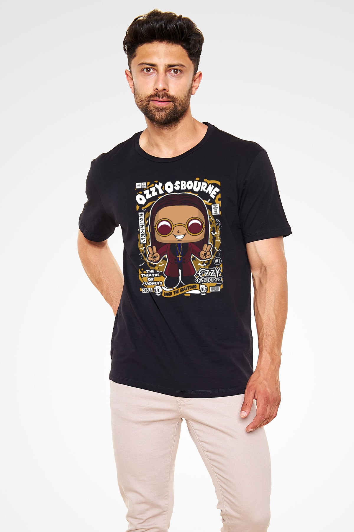Ozzy Osbourne Baskılı Unisex Siyah Tişört