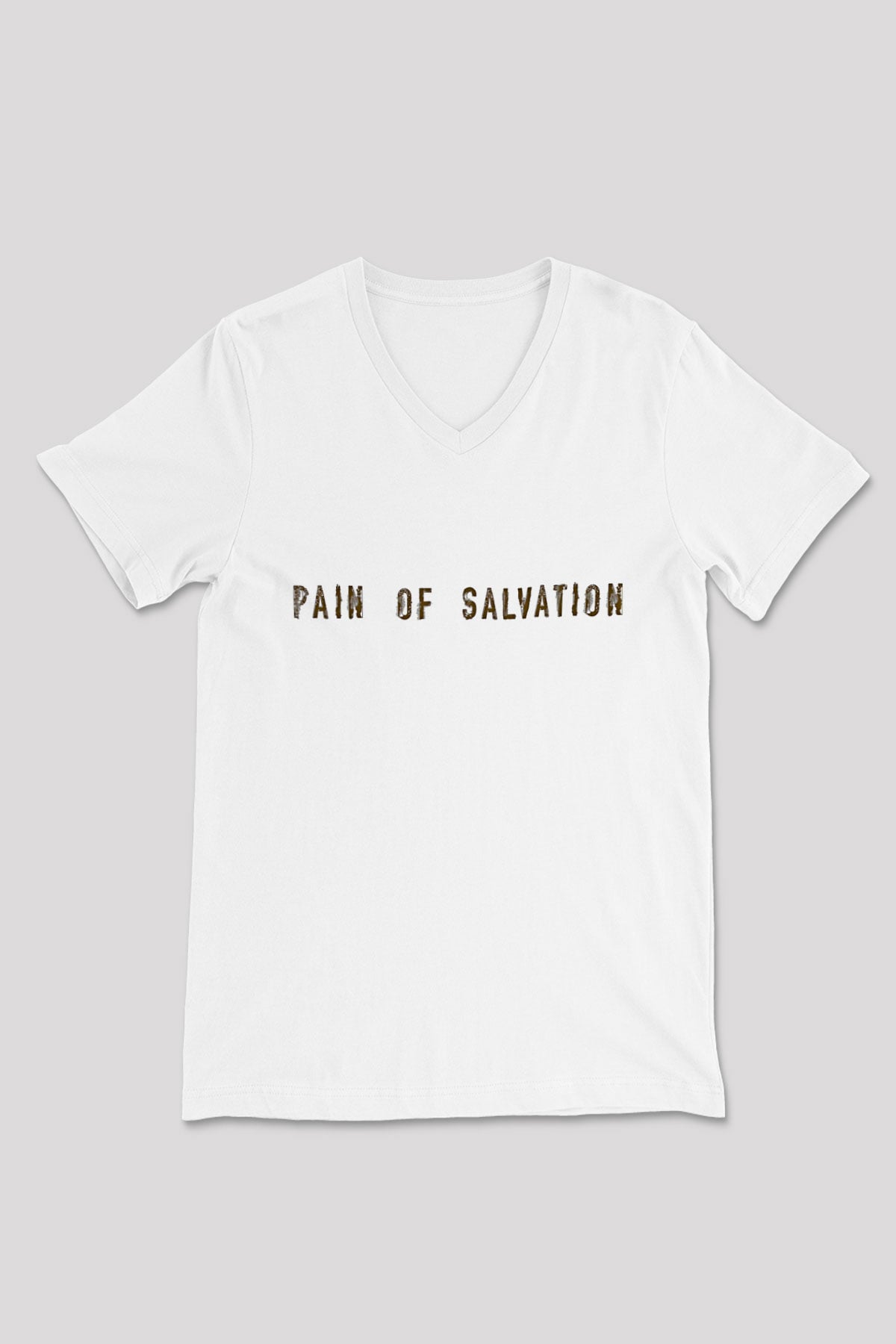 Pain Of Salvation Baskılı Beyaz Unisex V Yaka Tişört - Tshirt
