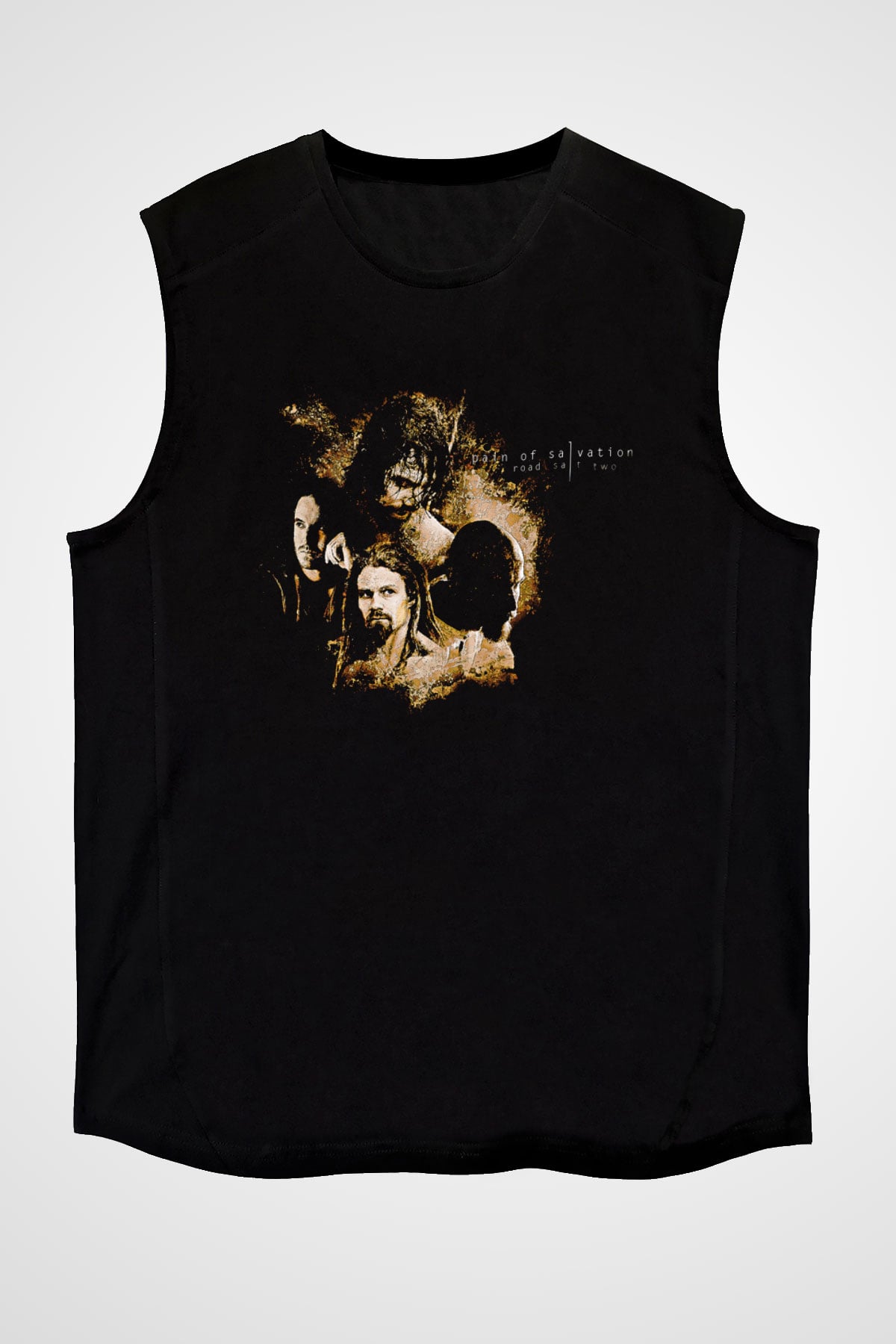 Pain Of Salvation Baskılı Unisex Siyah Kolsuz Tişört - Tshirt