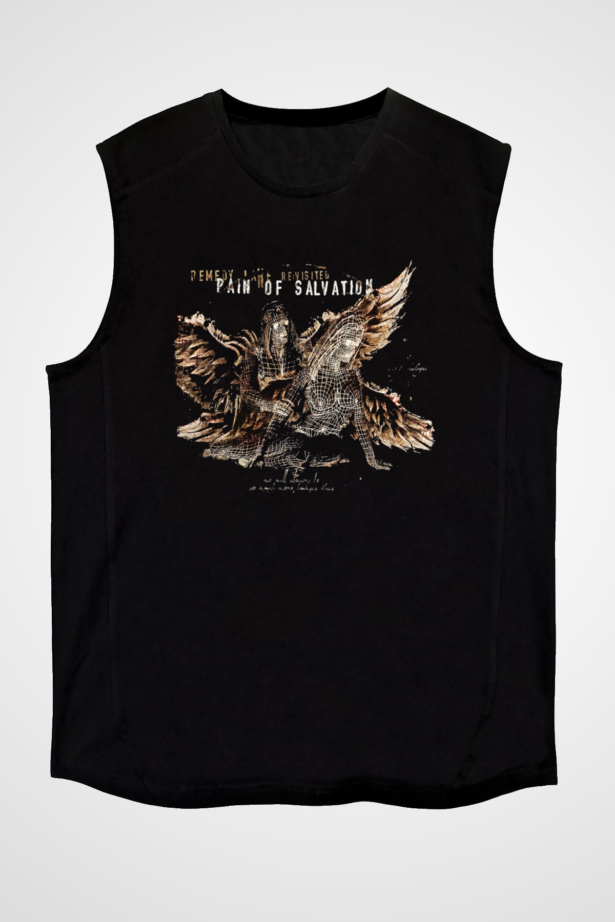 Pain Of Salvation Baskılı Unisex Siyah Kolsuz Tişört - Tshirt