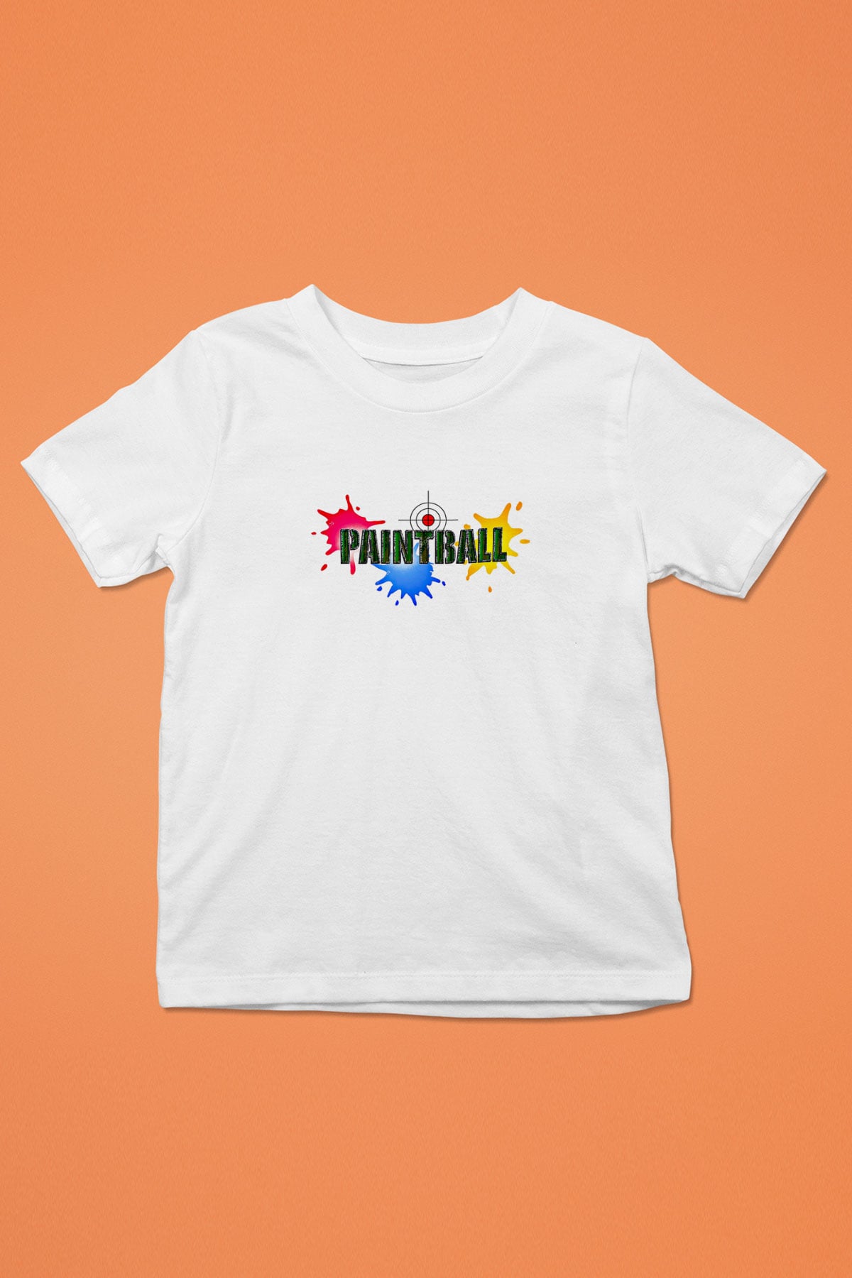 Paintball Baskılı Unisex Beyaz Çocuk Tişört - Tshirt