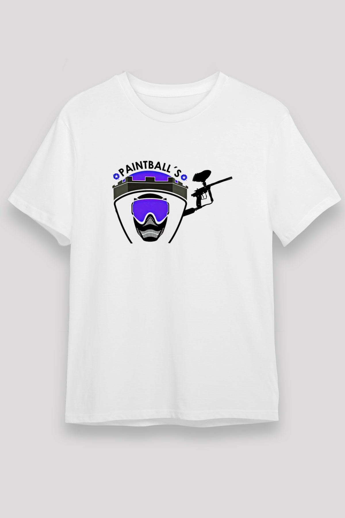 Paintball Baskılı Unisex Beyaz Tişört - Tshirt
