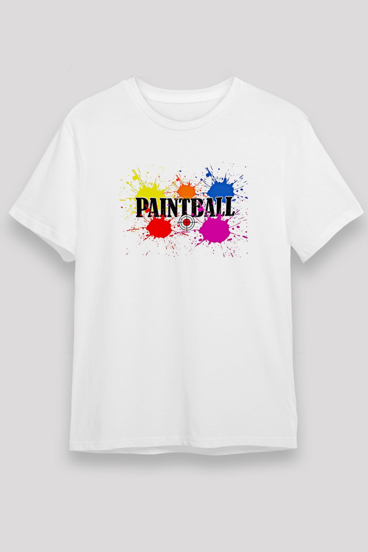 Paintball Baskılı Unisex Beyaz Tişört - Tshirt