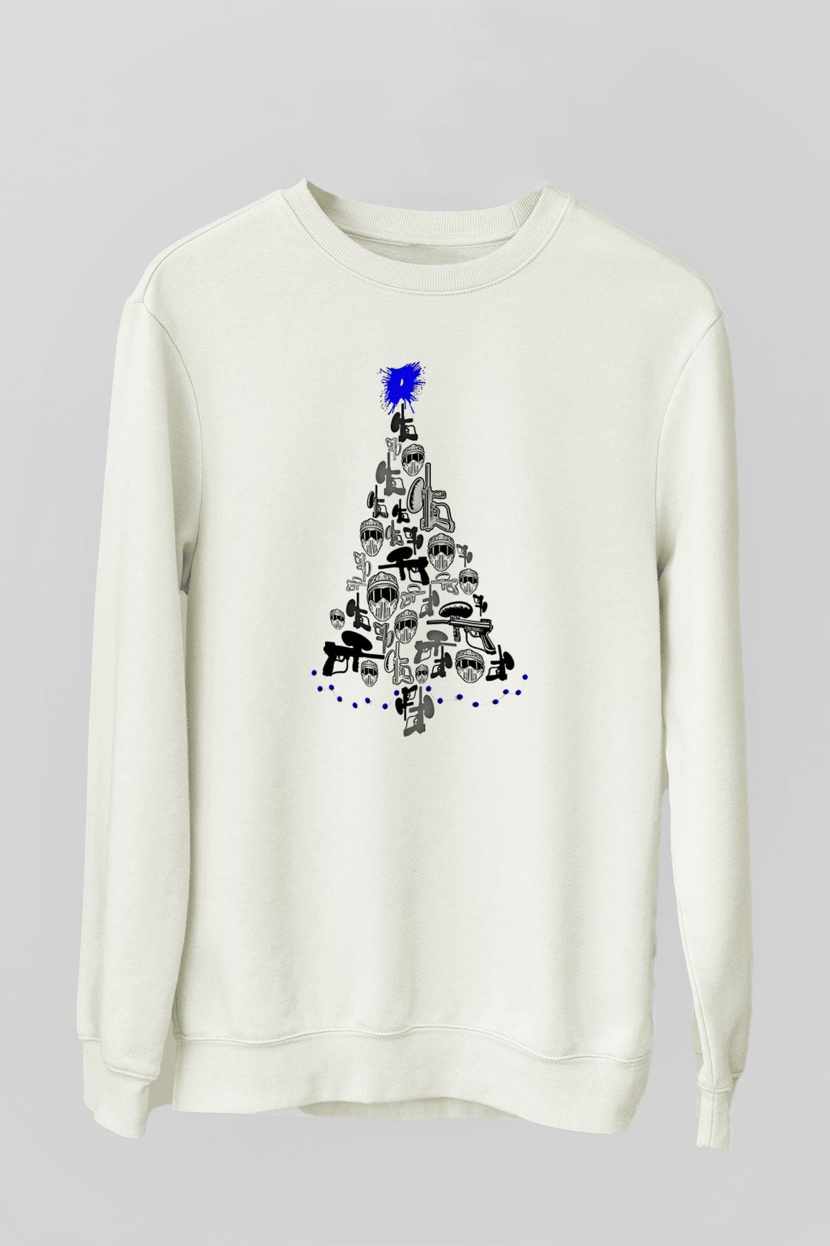 Paintball Baskılı Unisex Ekru Sweatshirt