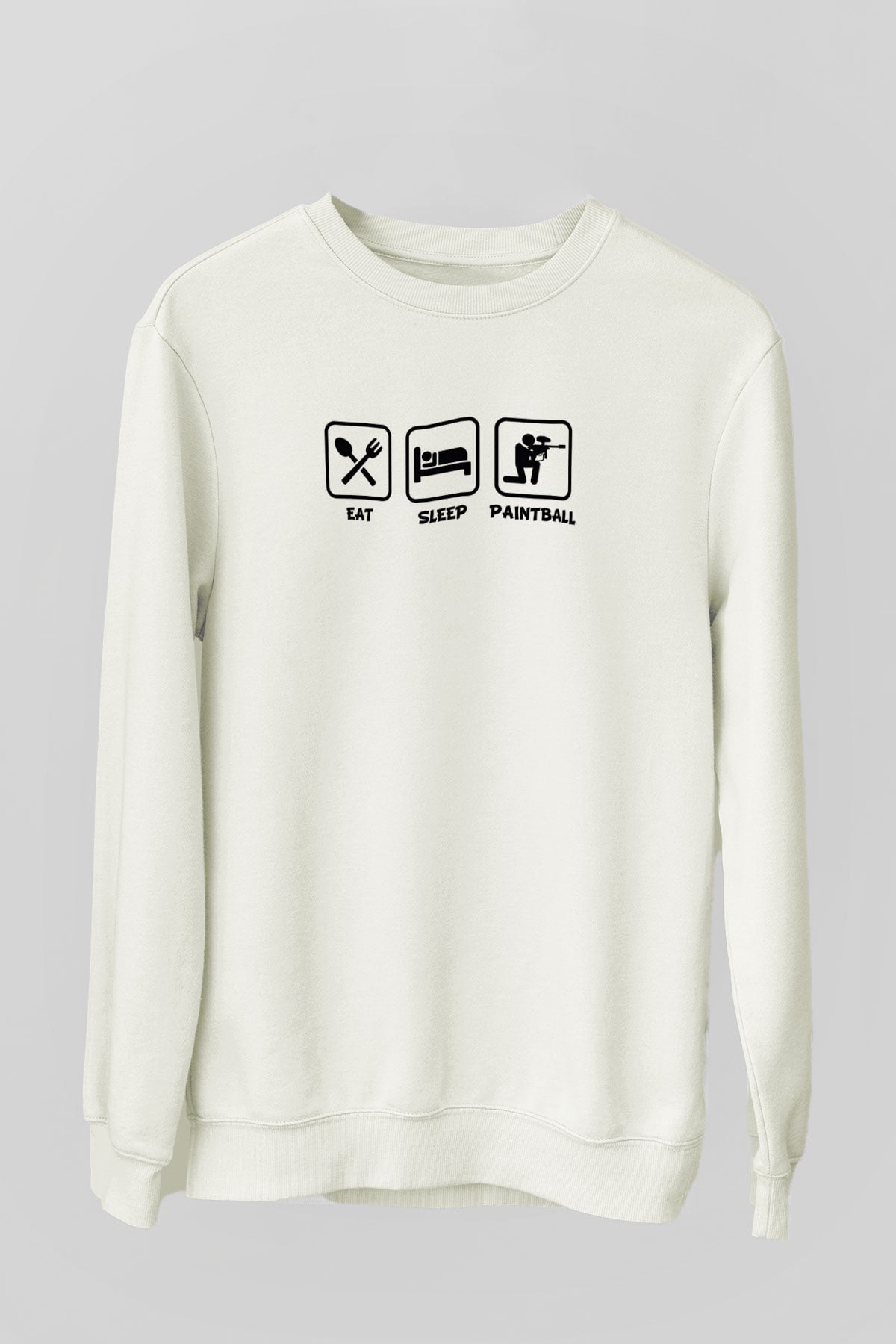 Paintball Baskılı Unisex Ekru Sweatshirt
