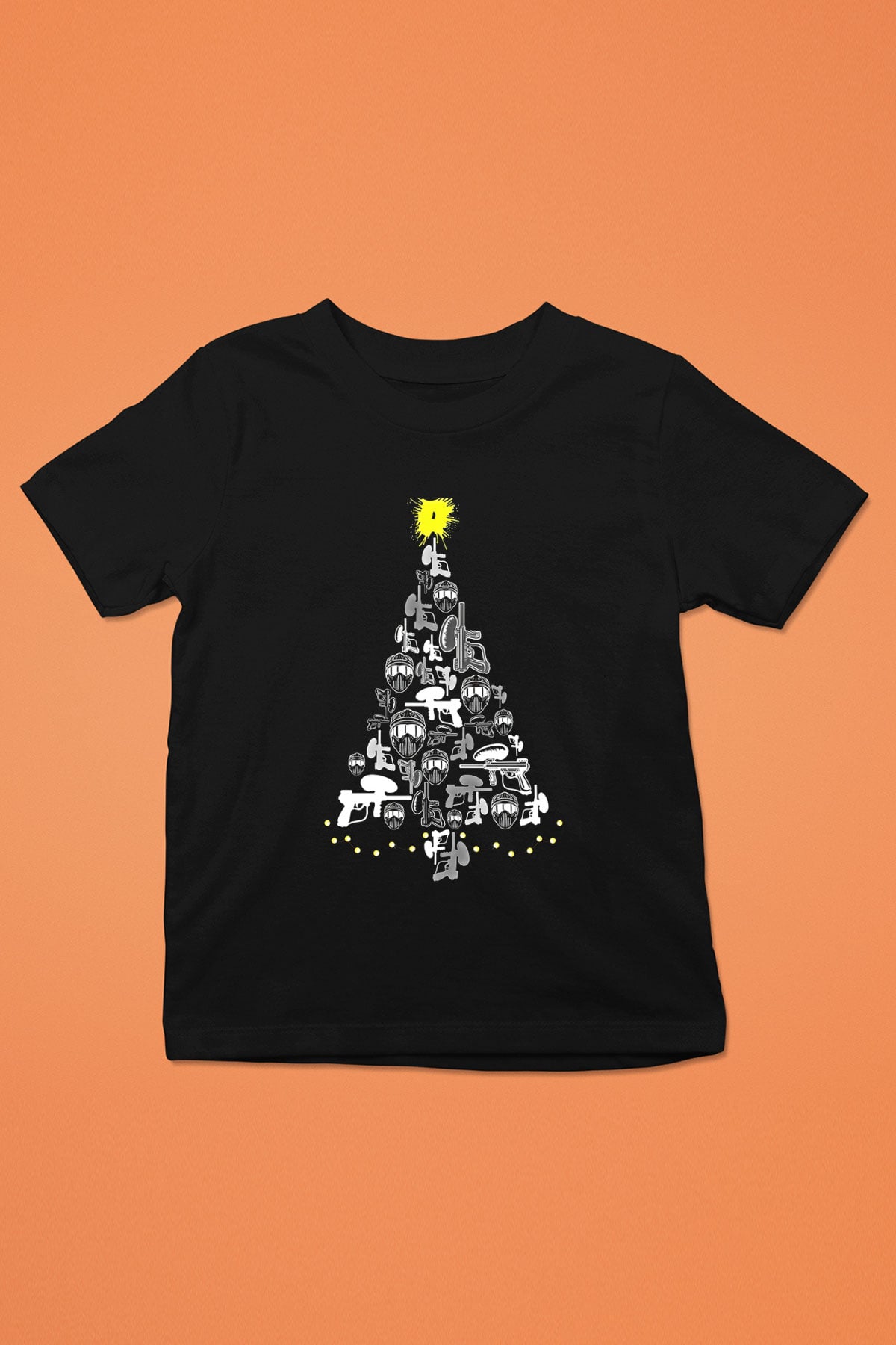 Paintball Baskılı Unisex Siyah Çocuk Tİşörtü - Tshirt