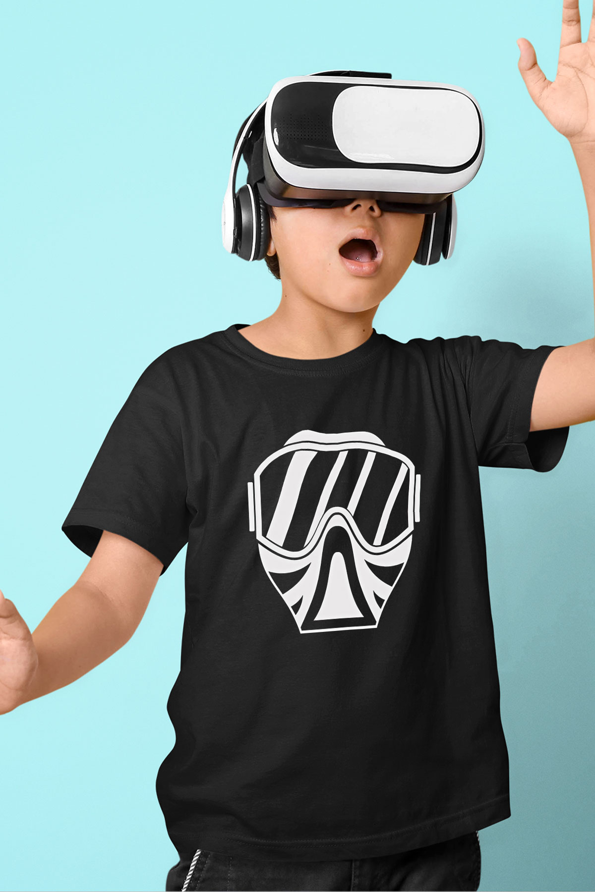 Paintball Baskılı Unisex Siyah Çocuk Tİşörtü - Tshirt