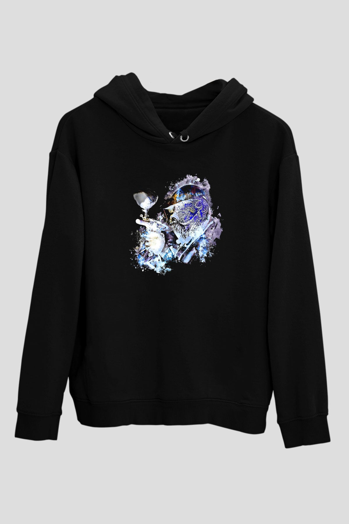 Paintball Baskılı Unisex Siyah Kapüşonlu Sweatshirt
