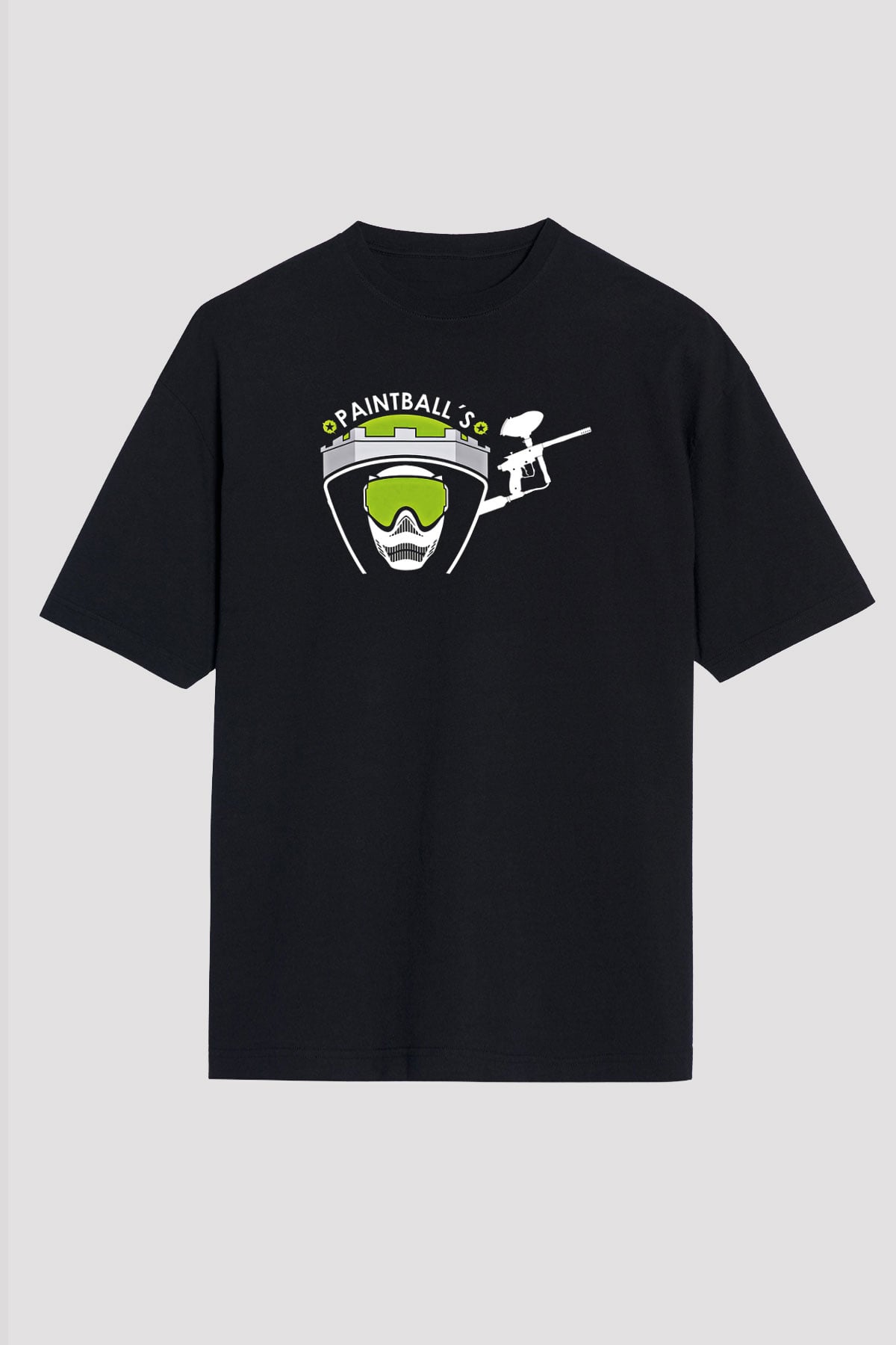 Paintball Baskılı Unisex Siyah Oversize Tişört