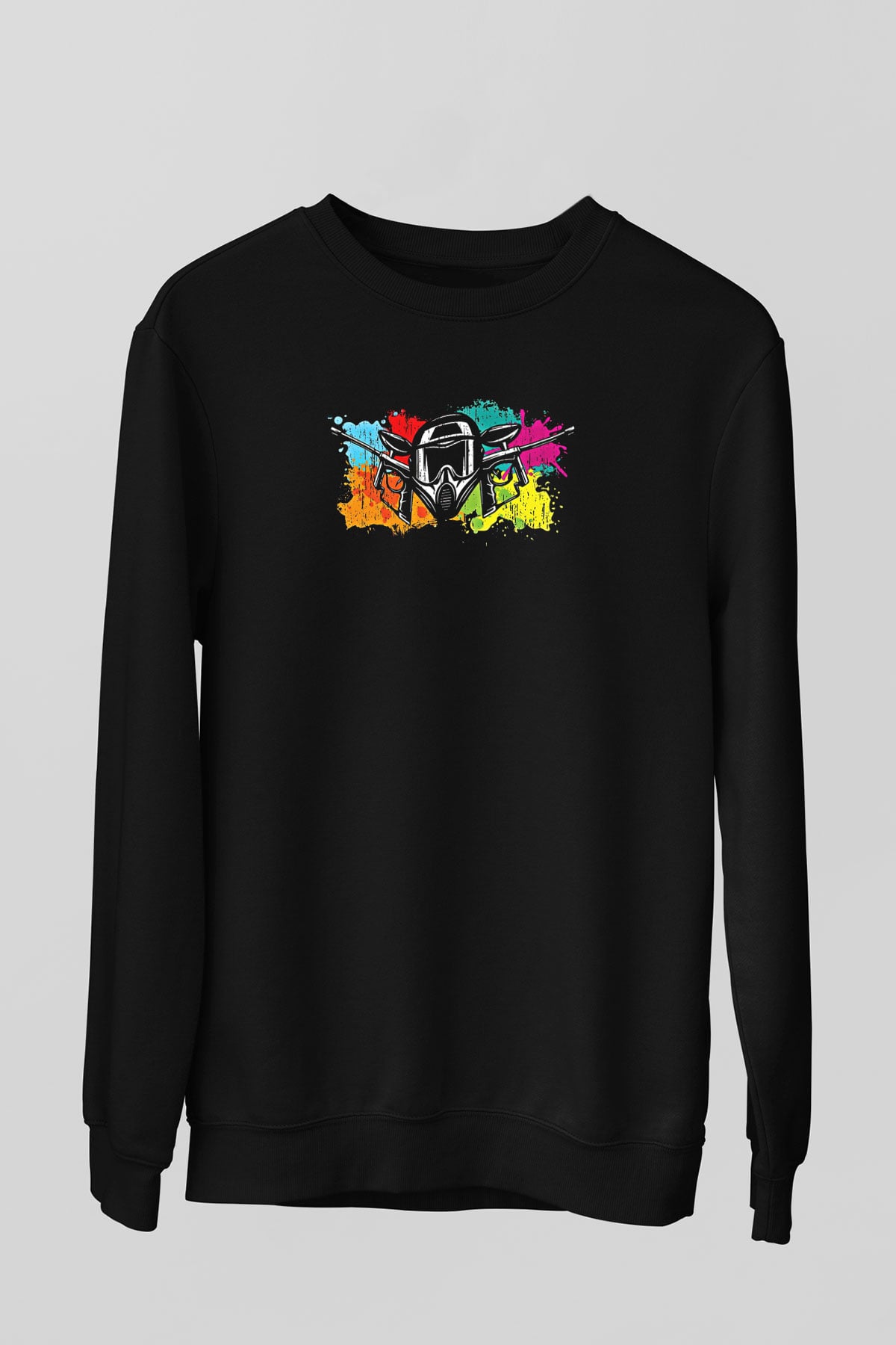 Paintball Baskılı Unisex Siyah Sweatshirt