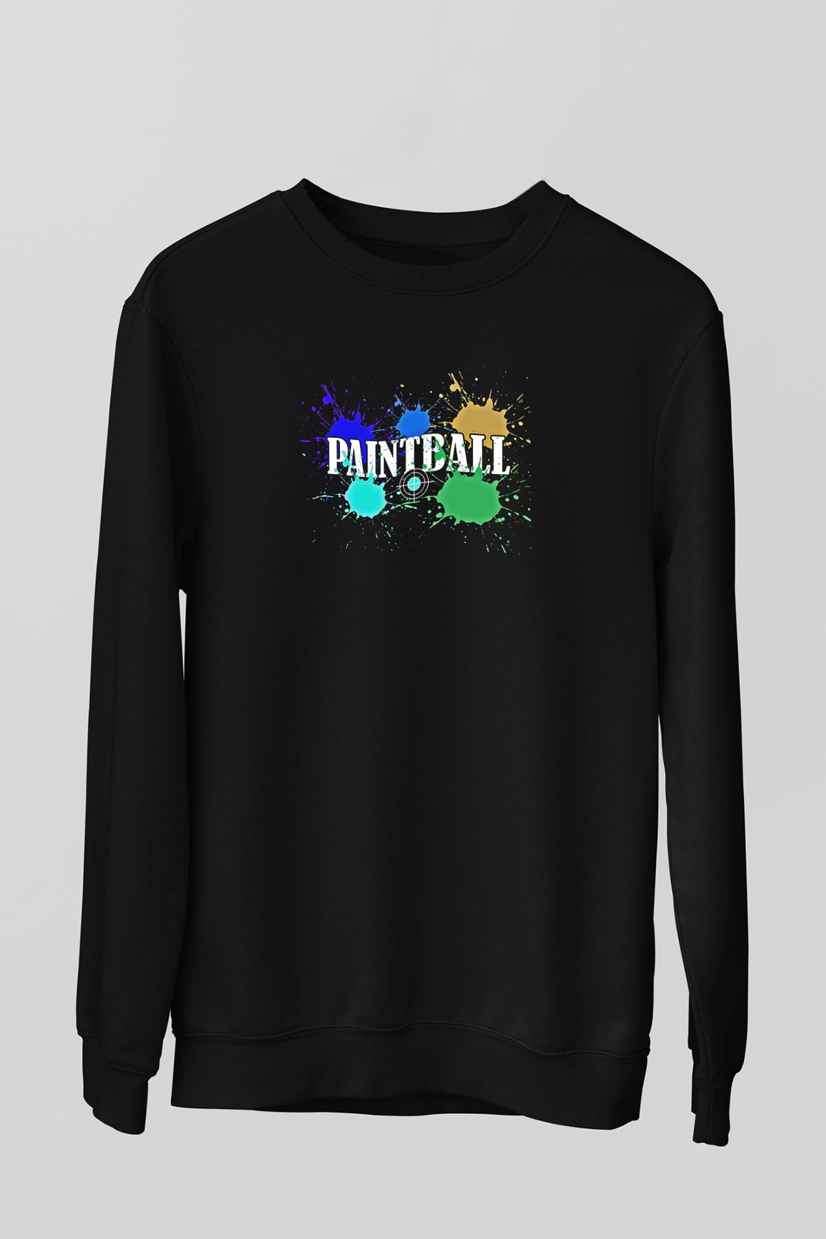Paintball Baskılı Unisex Siyah Sweatshirt