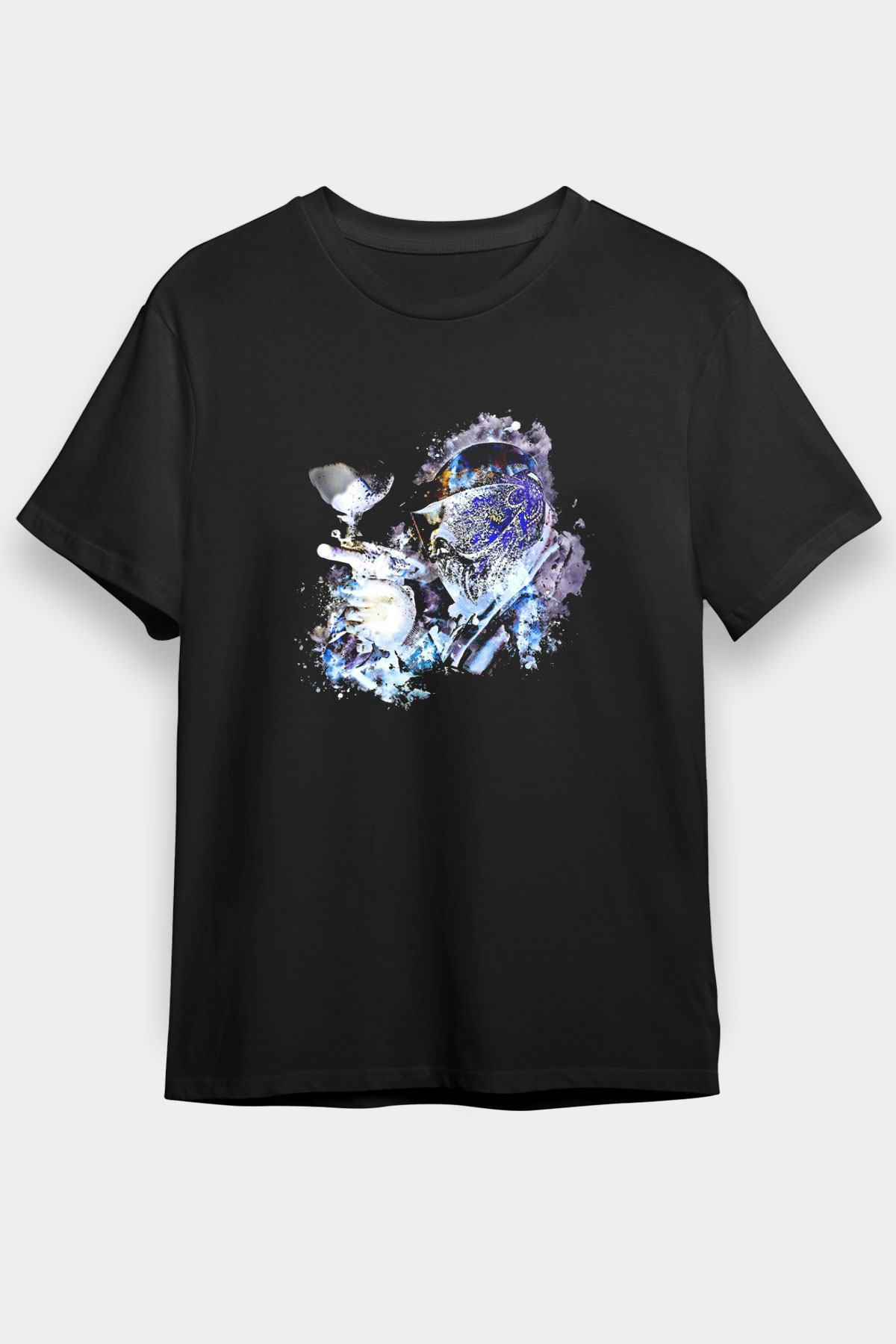 Paintball Baskılı Unisex Siyah Tişört - Tshirt