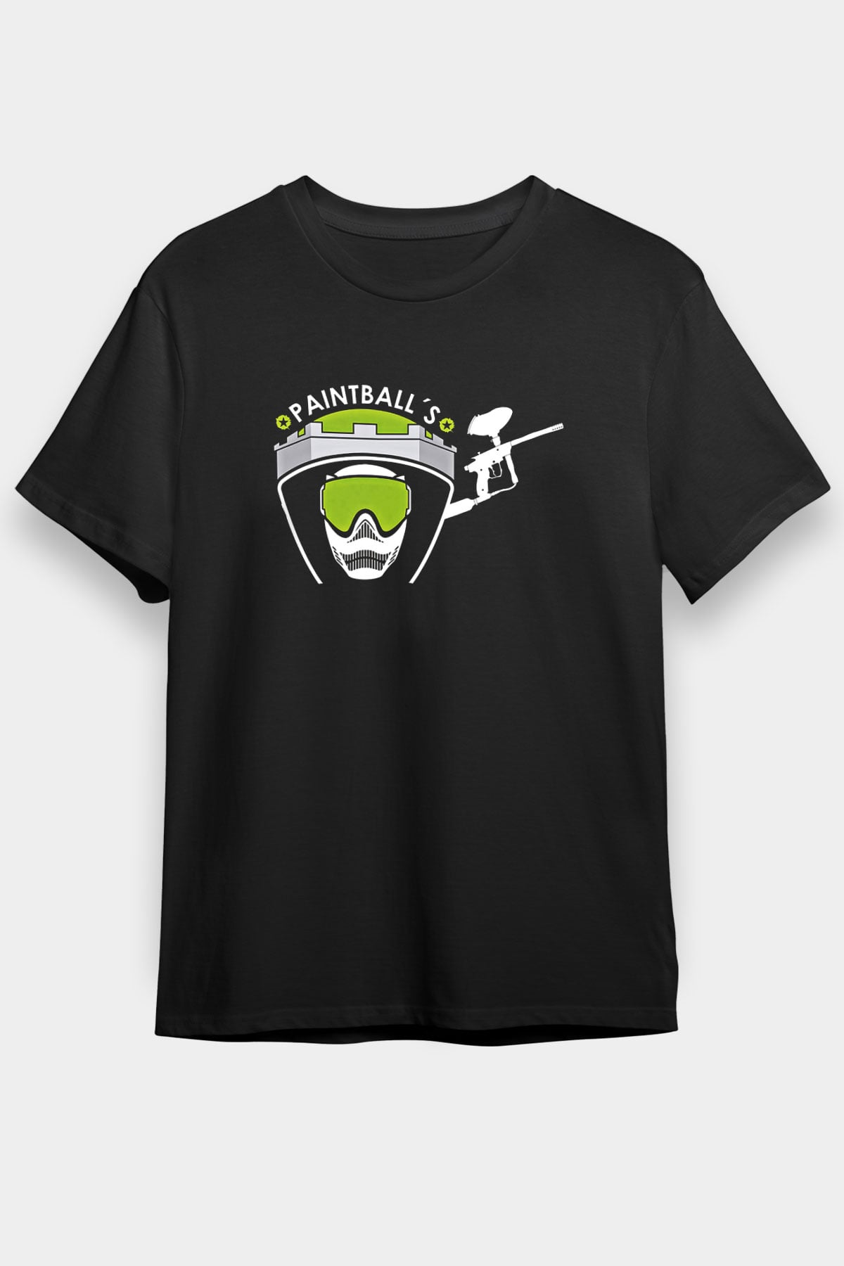 Paintball Baskılı Unisex Siyah Tişört - Tshirt