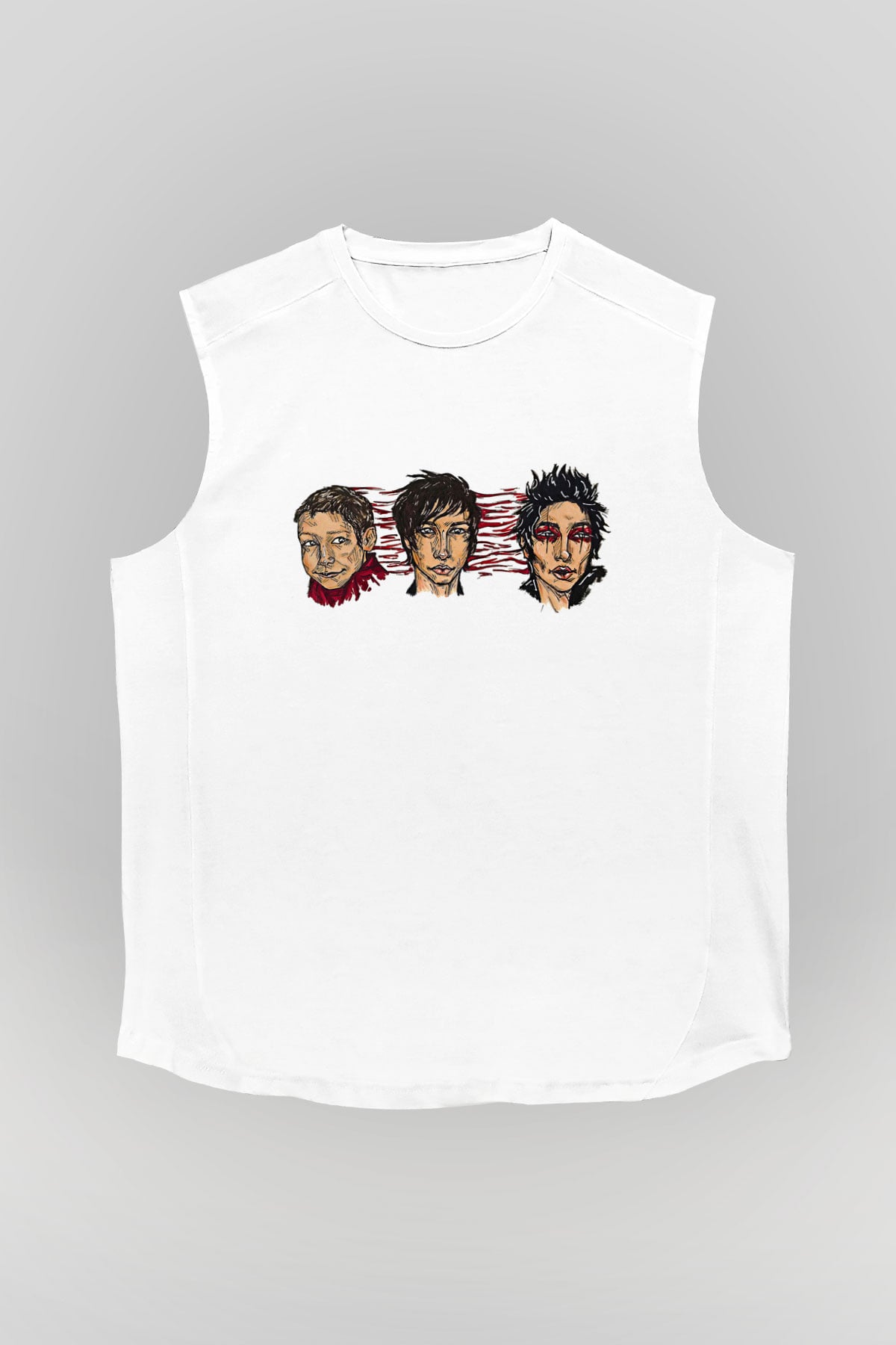 Palaye Royale Baskılı Beyaz Unisex Kolsuz Tişört - Tshirt